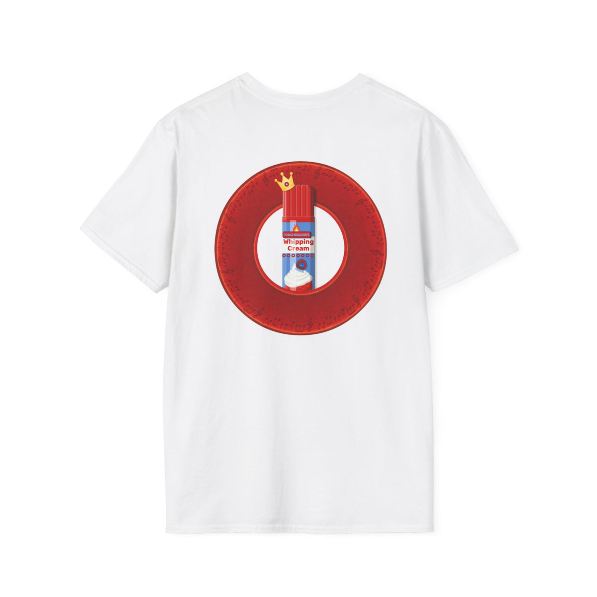 Classic Donut Tee - Unisex Soft-Style - "Princely Wooked Cream in a Can - YEMSG Donut " - vivid red donut
