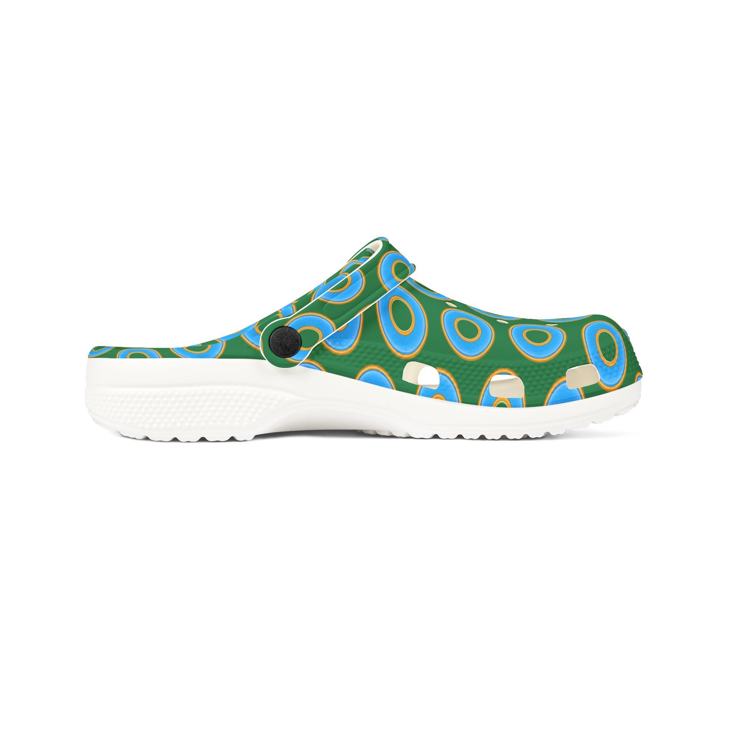 Spatchcocks - donut slip-on shoes - light blue rustic donuts w/green background [unisex]