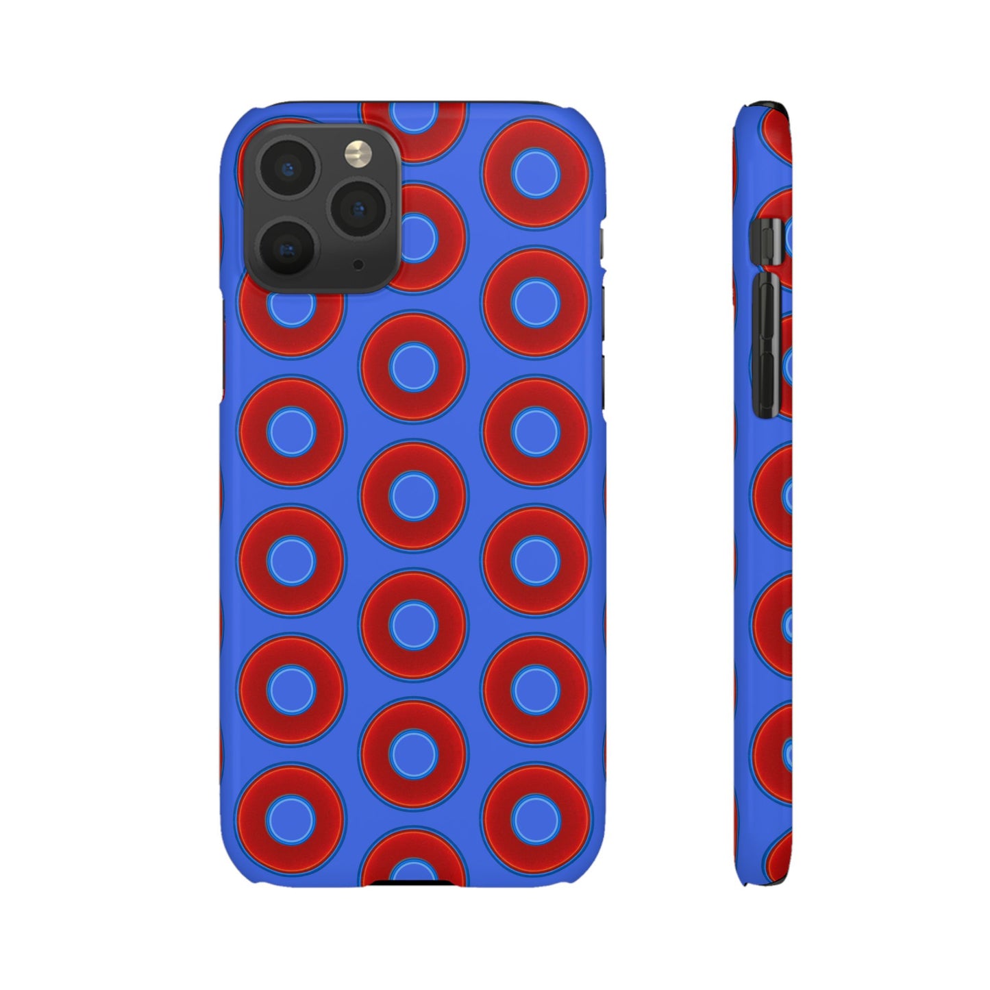 Lumpy Donut Snap Case - red vivid donut print w/royal blue background