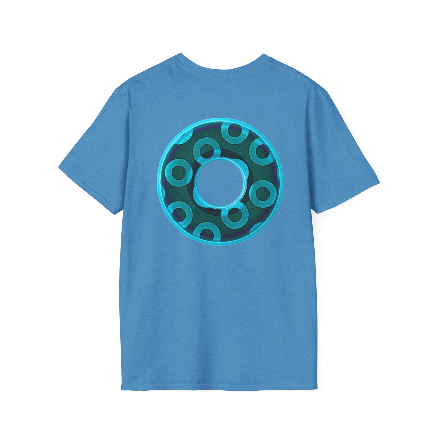 Plain Donuts/Unisex Soft-Style - "Plain Rustic Paradoxical Donuts" - light aquamarine/dark teal donuts