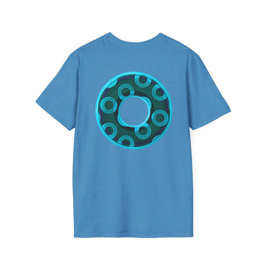Plain Donuts/Unisex Soft-Style - "Plain Rustic Paradoxical Donuts" - light aquamarine/dark teal donuts