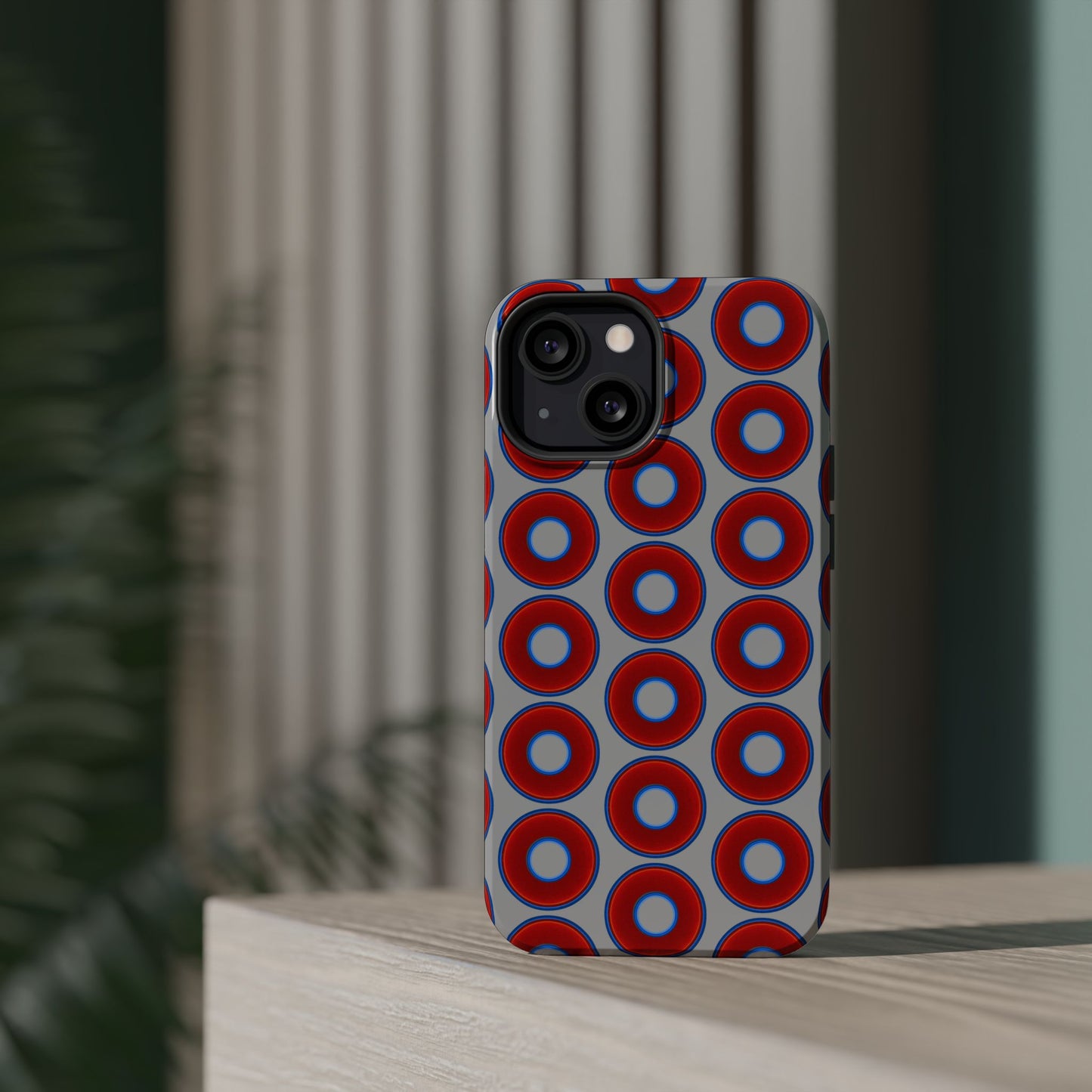 Magnetic Tough Donut Case - red vivid donut print w/light gray background