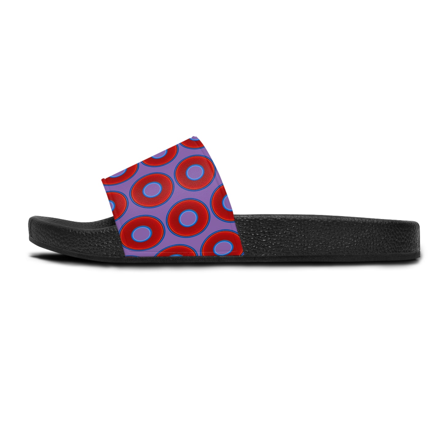 Lumpy Sandals - slip-ons - red vivid donuts w/light purple background
