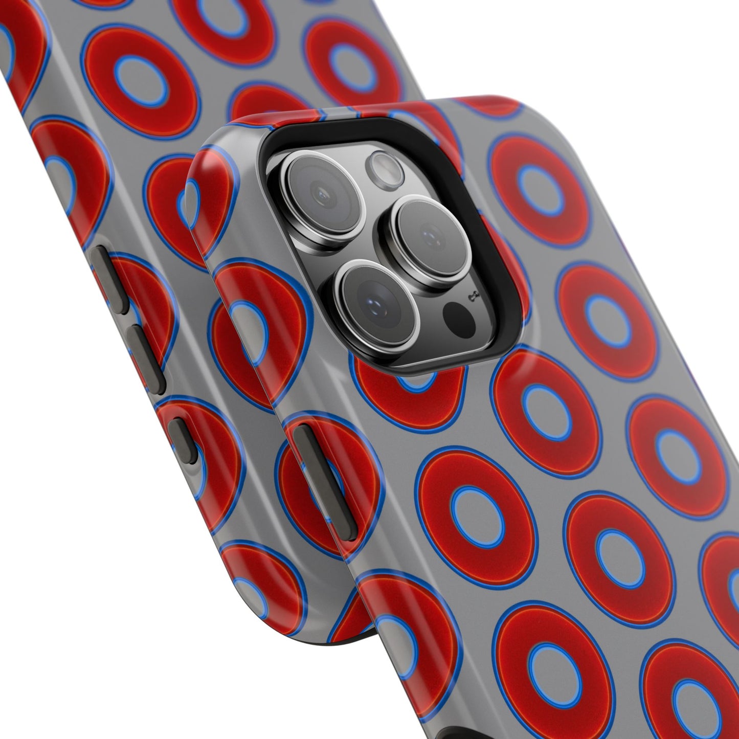 Impact-Resistant Lumpy Donut Case - red vivid donut print w/gray background