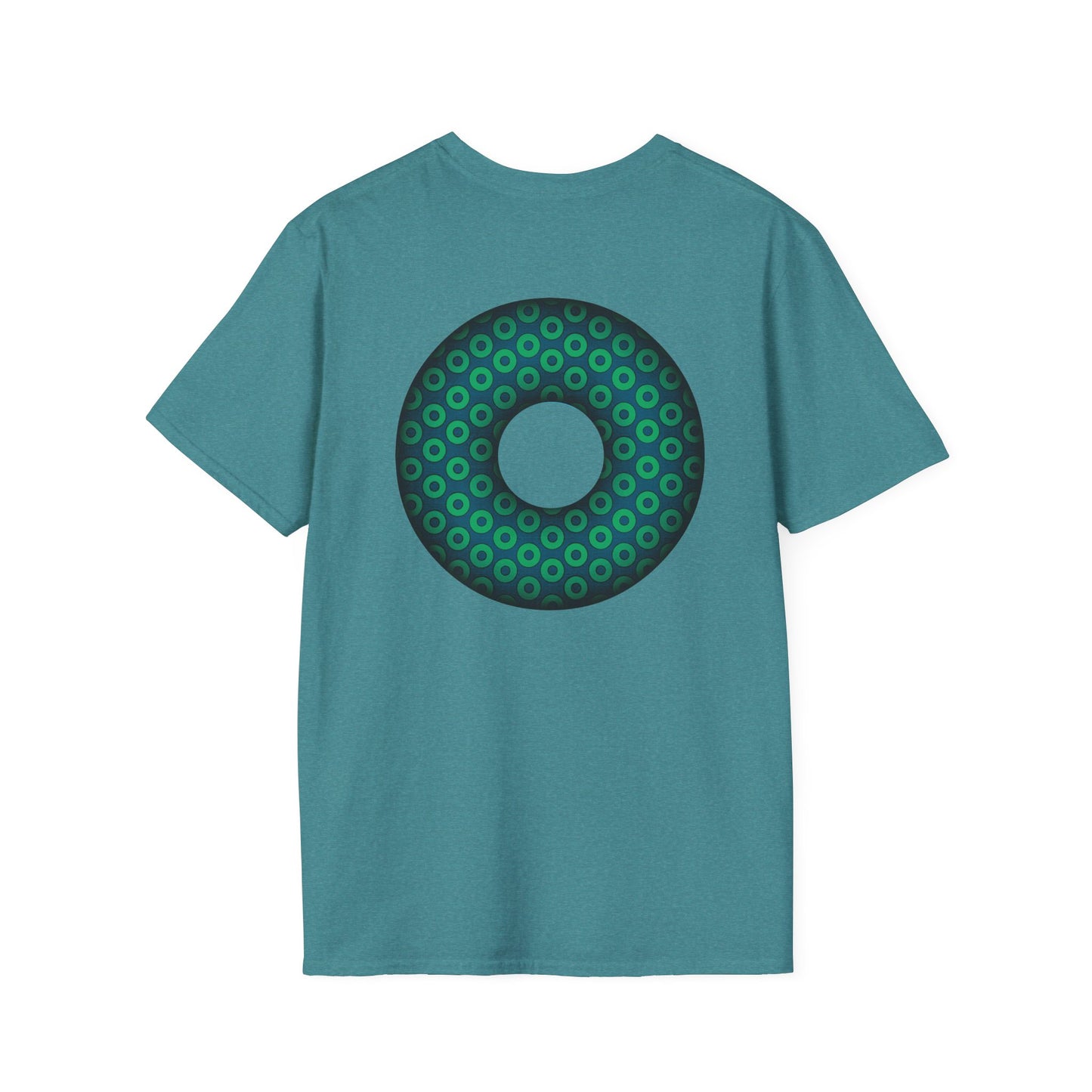 Plain Donuts/Unisex Soft-Style - "Plain Paradoxical Grided Donuts" - light green/midnight teal donuts