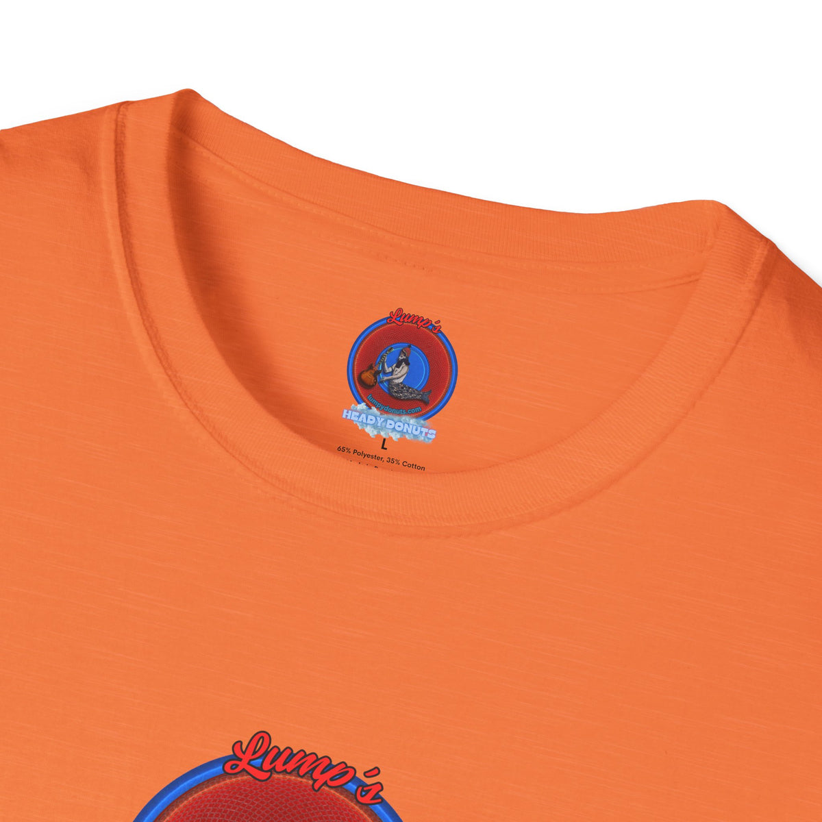 Classic Donut Tee - Unisex Soft-Style - "Lump's Heady Donuts Logo" - series 1.0  - red/blue rustic donut