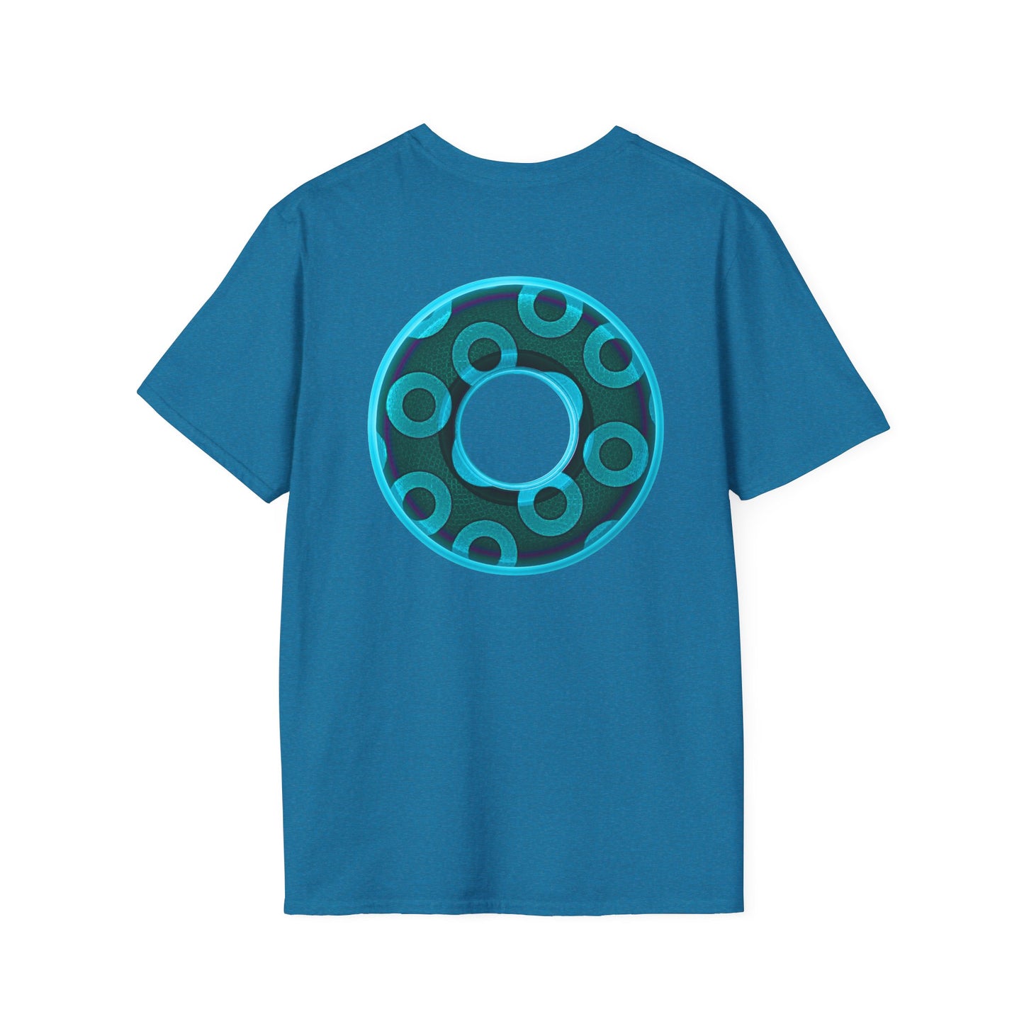 Plain Donuts/Unisex Soft-Style - "Plain Rustic Paradoxical Donuts" - light aquamarine/dark teal donuts