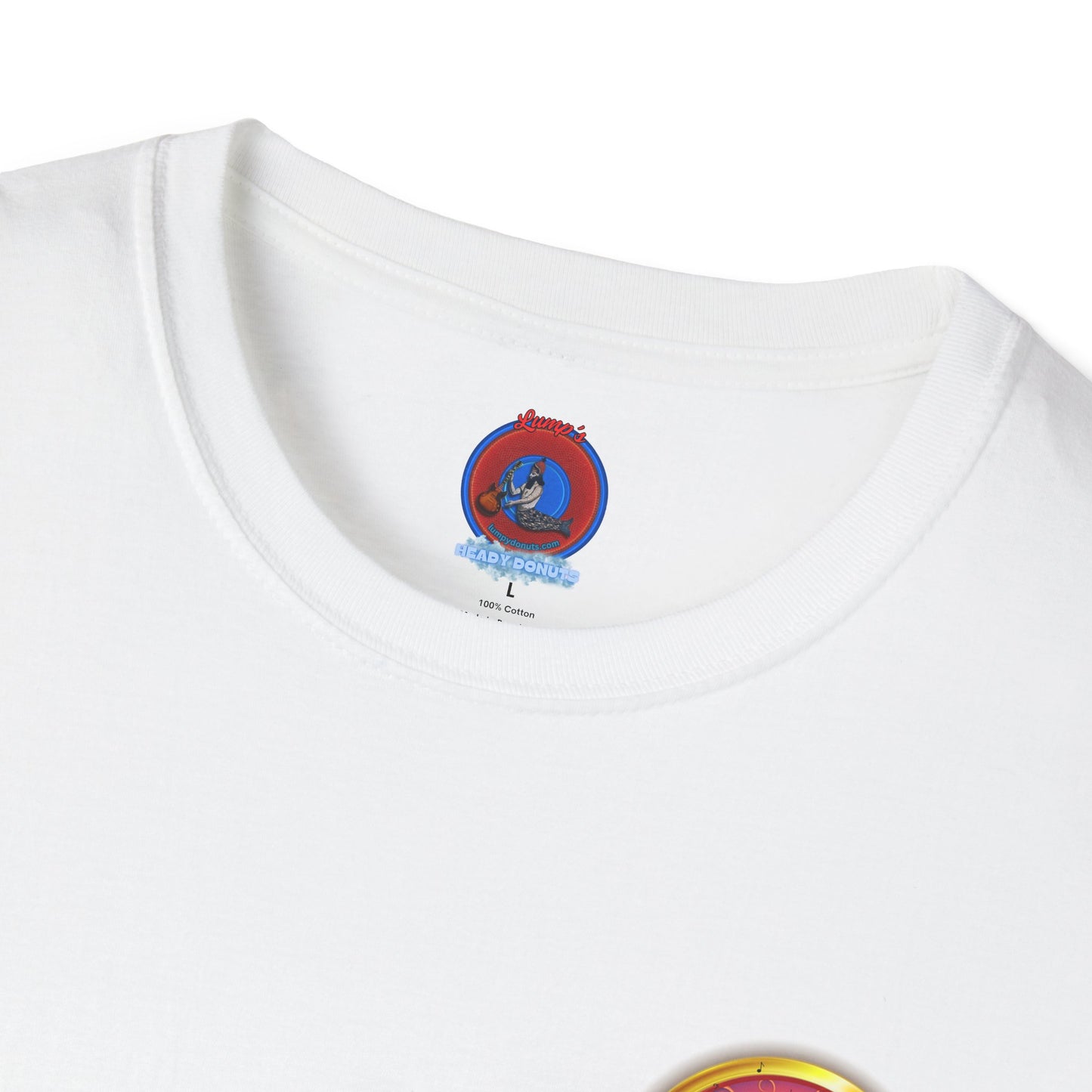 Classic Donut Tee - Unisex Soft-Style - "Jimmy's Marathon Donut Tee" - variant 4 - golden pic donut