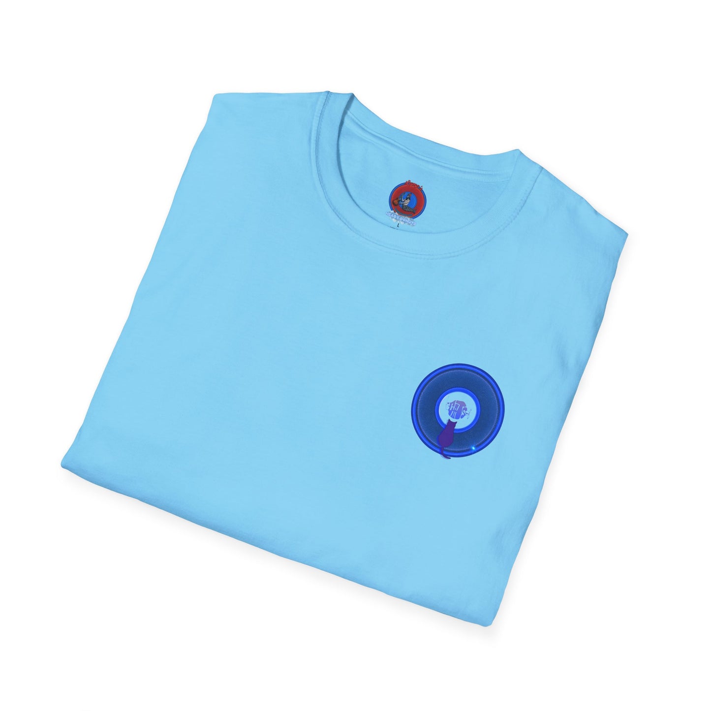 Classic Donut Tee - Unisex Soft-Style - "Cats: The Donut" - rustic blue/blue donut - variant 1