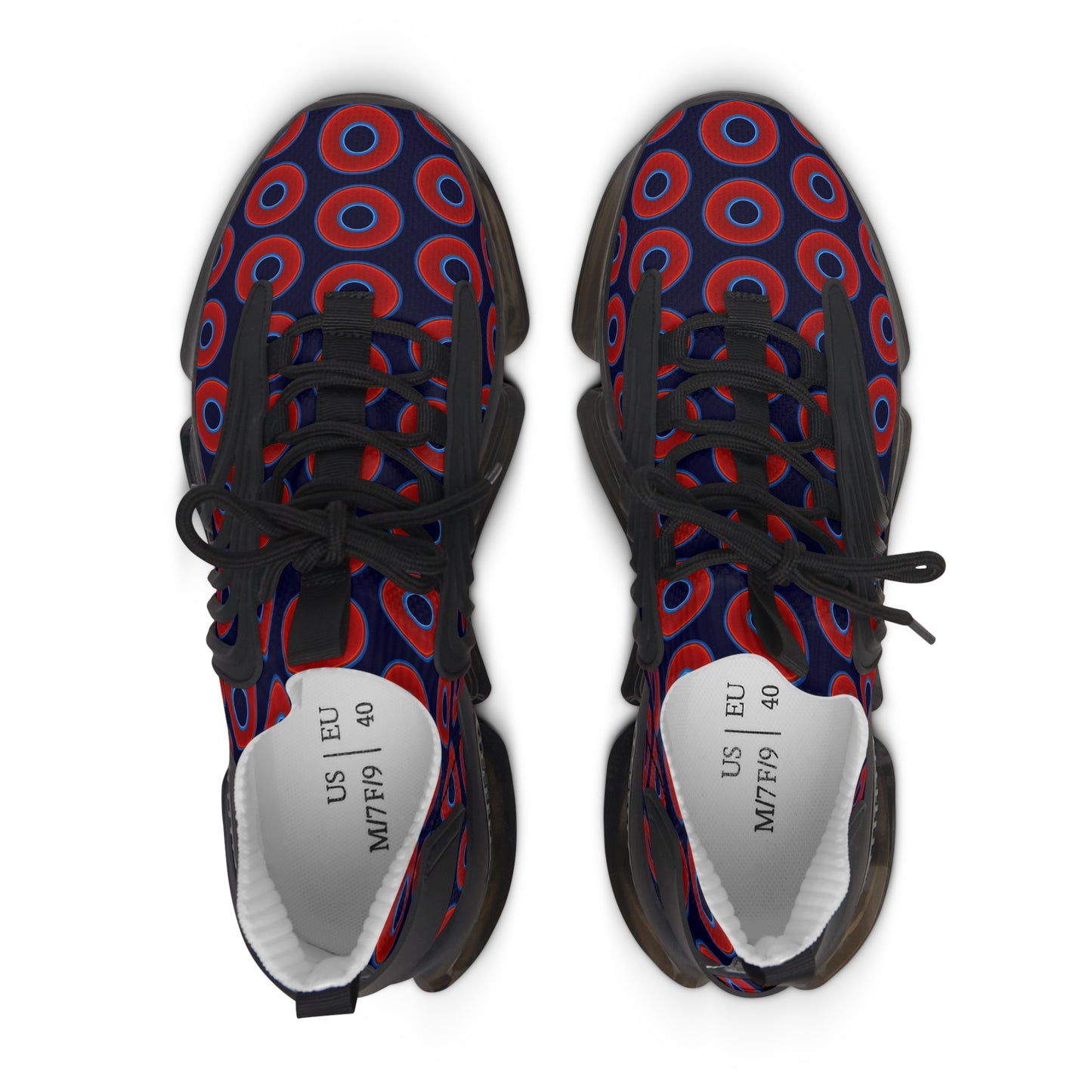 Women's Donut Kicks - red vivid donut print w/midnight blue background