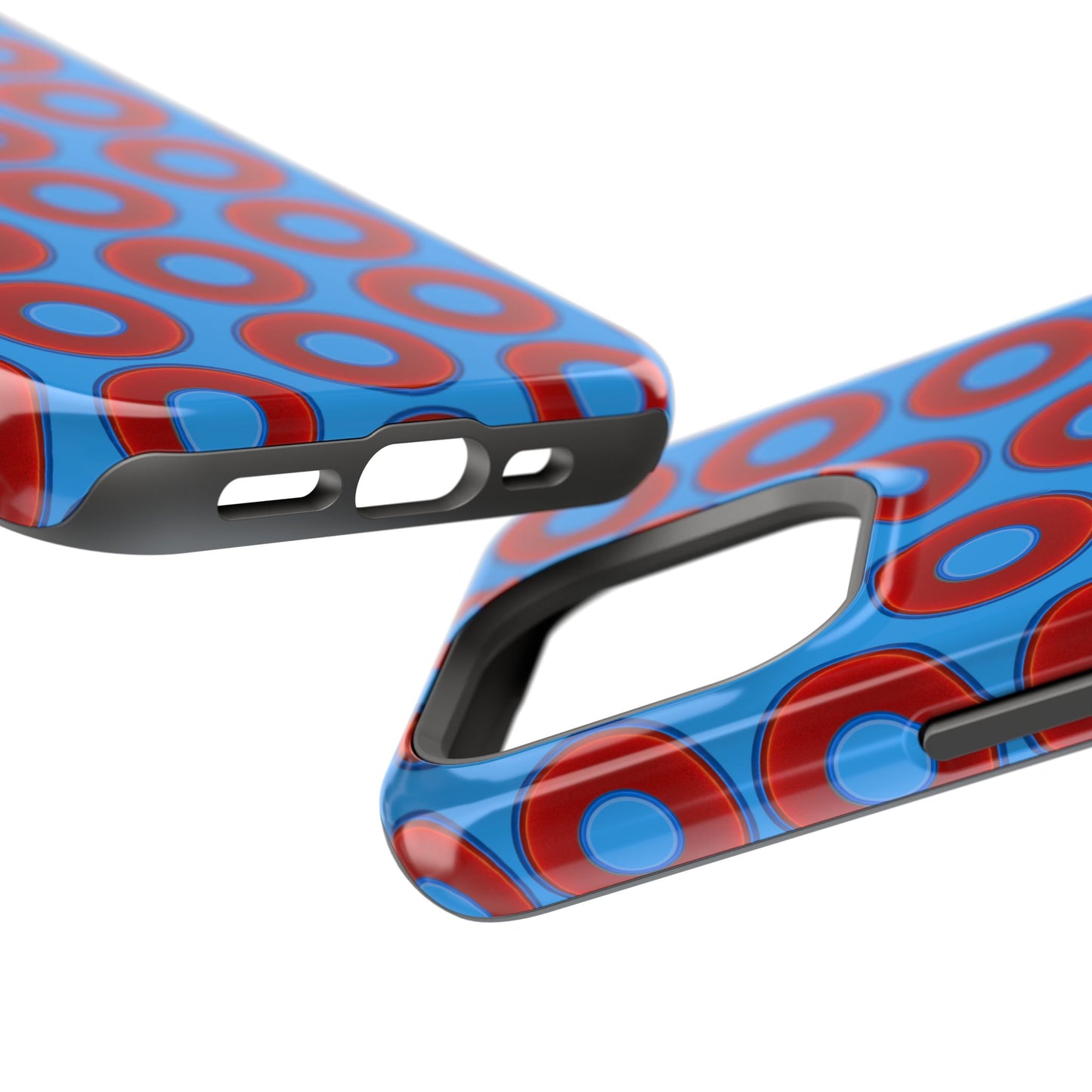 Magnetic Tough Donut Case - red vivid donut print w/sky royal blue background