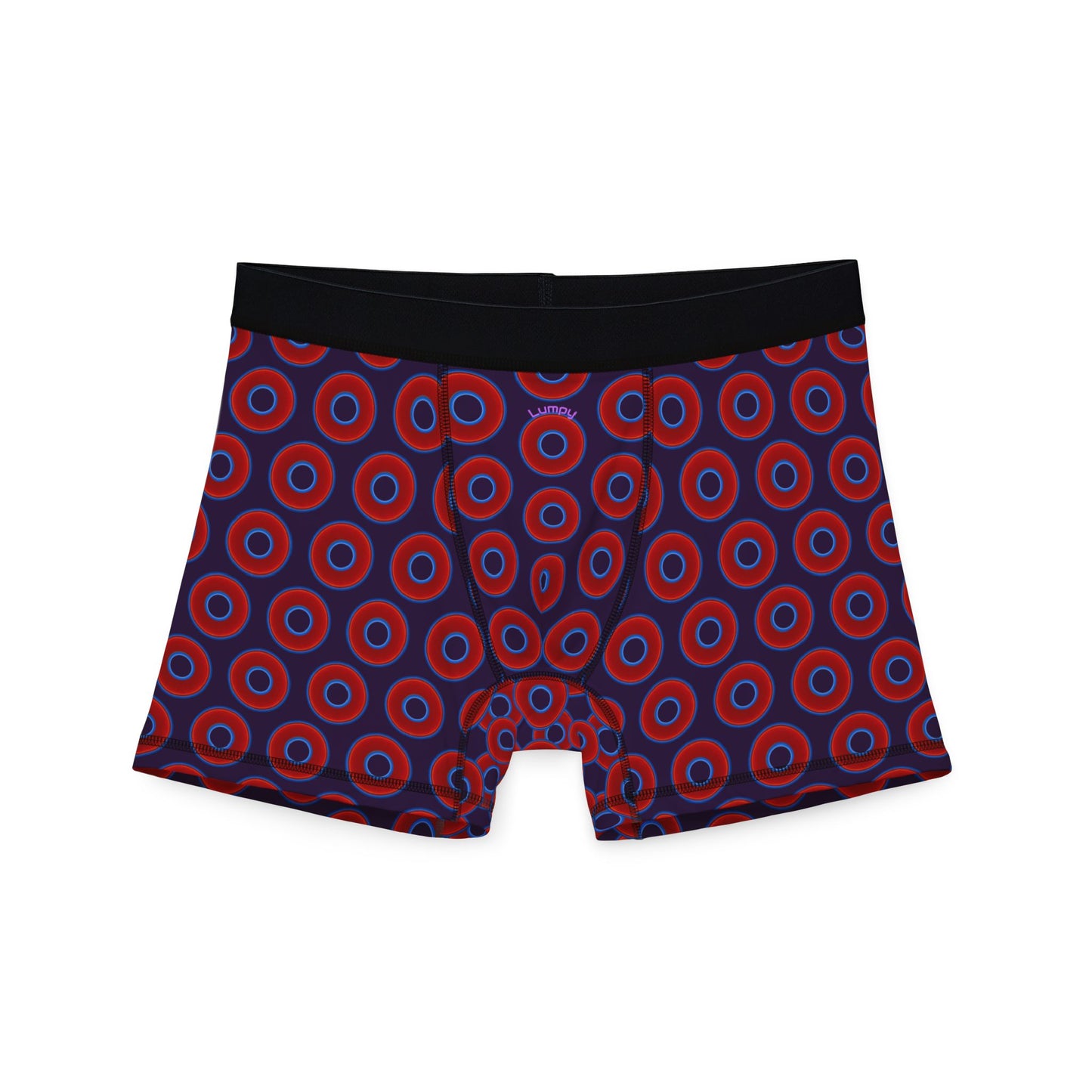 Men's Donut Boxers - red vivid donuts w/midnight purple background