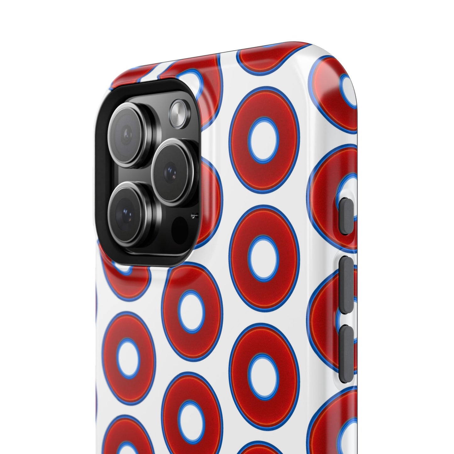 Impact-Resistant Lumpy Donut Case - red vivid donut print w/white background