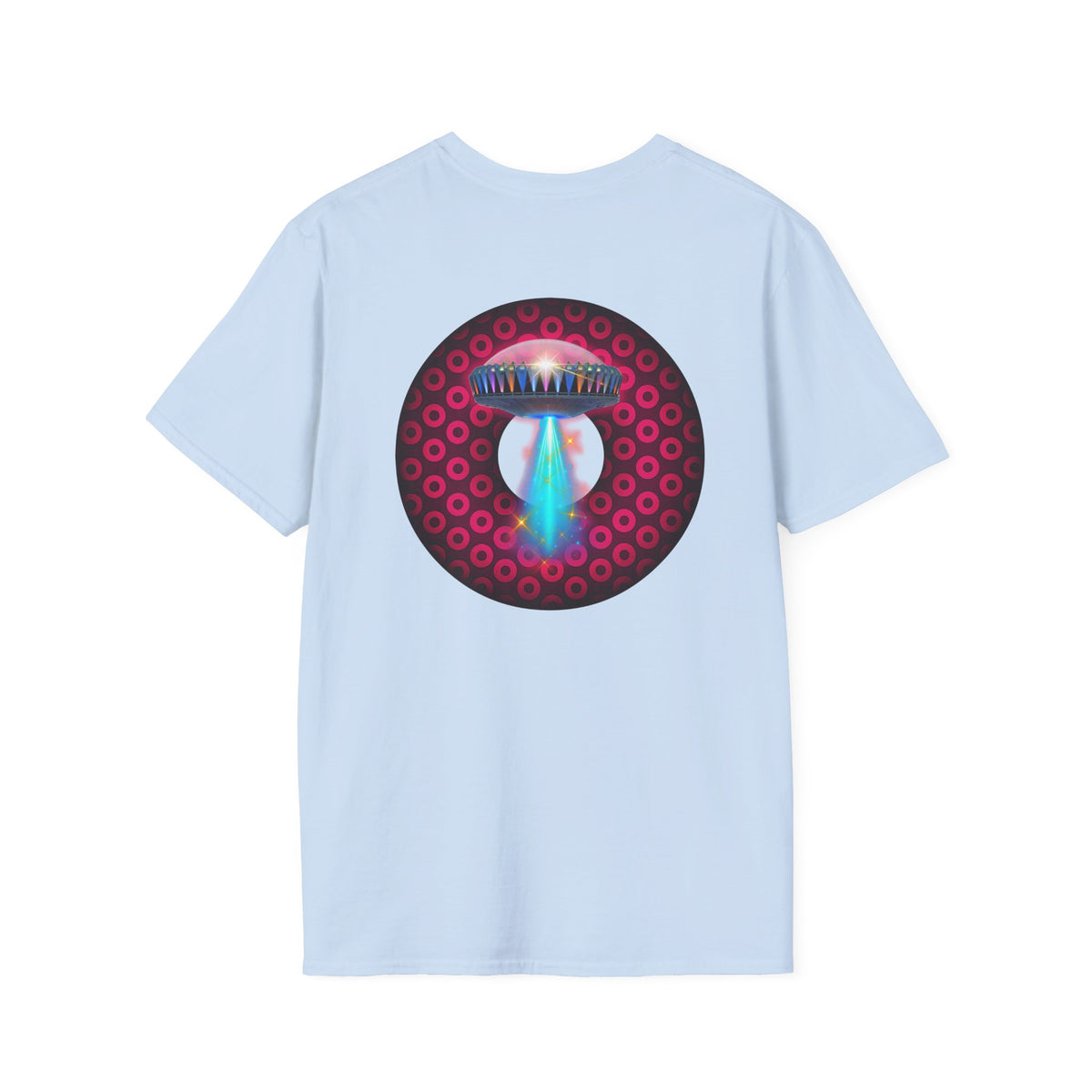 Classic Donut Tee - Unisex Soft-Style - "Donuts now Served on the Mothership" - series 1.0  - variant 2  - red/red paradoxical donut