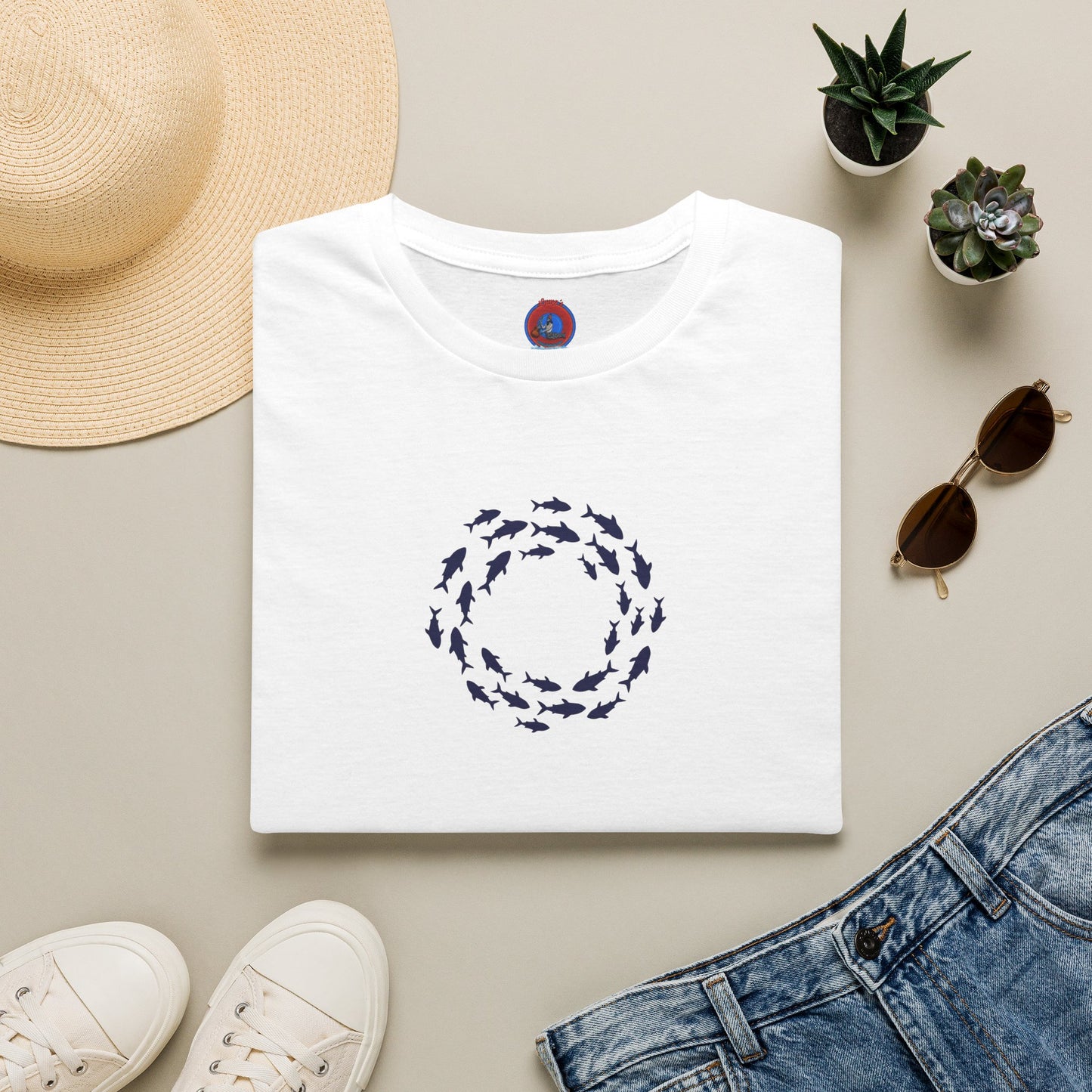 Classic Donut Tee - Unisex Soft-Style - "Skoolie of Phishies" - fish donut - variant 3