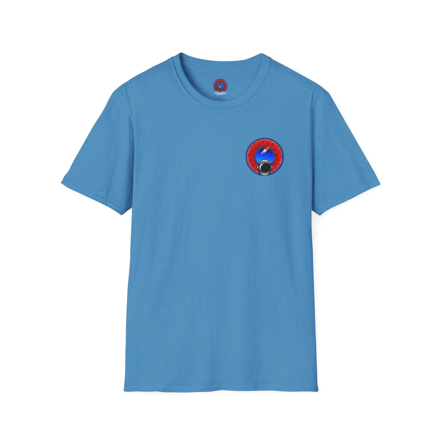 Classic Donut Tee - Unisex Soft-Style - "This is What Donuts Smell Like in Space - YEMSG Donut" - red/blue widemouthed paradox donut