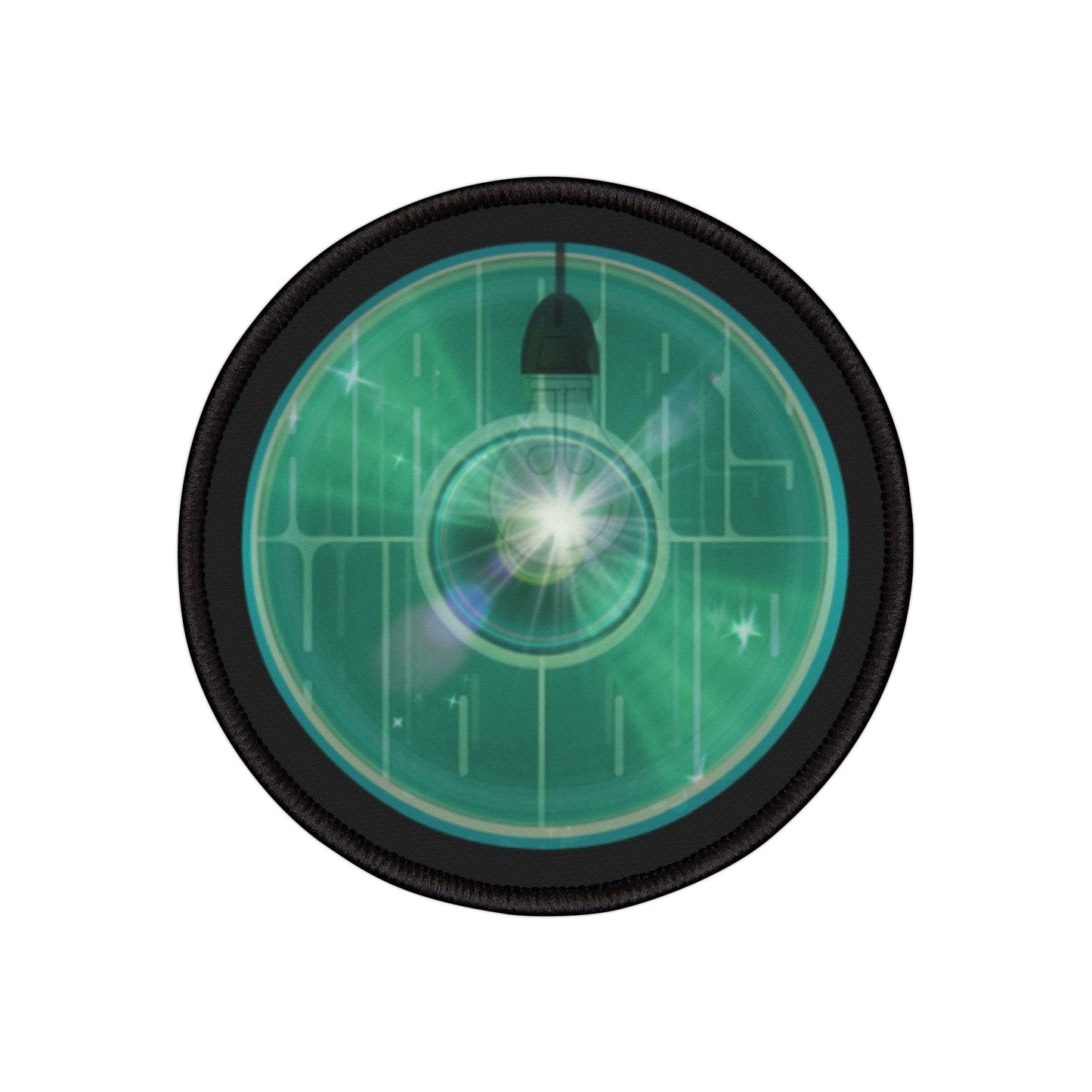 Iron-On Donut Patch - "Harry Hoodlum Donut Patch" - vivid green word donut - variant 3