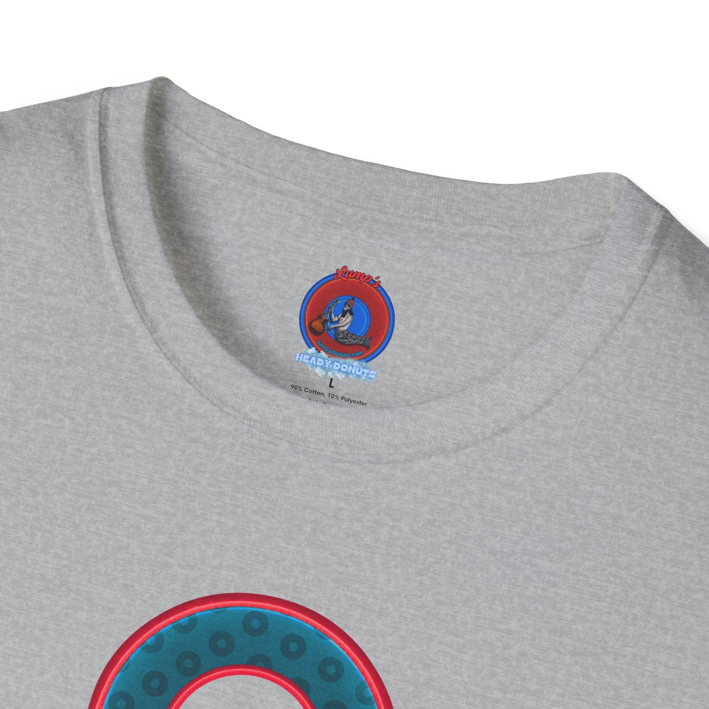 Plain Donuts/Unisex Soft-Style - "Plain Wide Mouthed Paradoxical Donuts" - dark aquamarine blue/red donuts