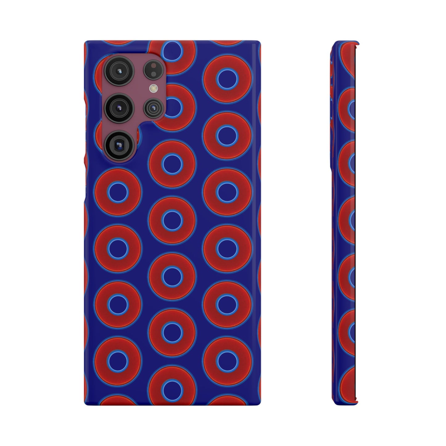 Lumpy Donut Snap Case - red vivid donut print w/vivid navy blue background