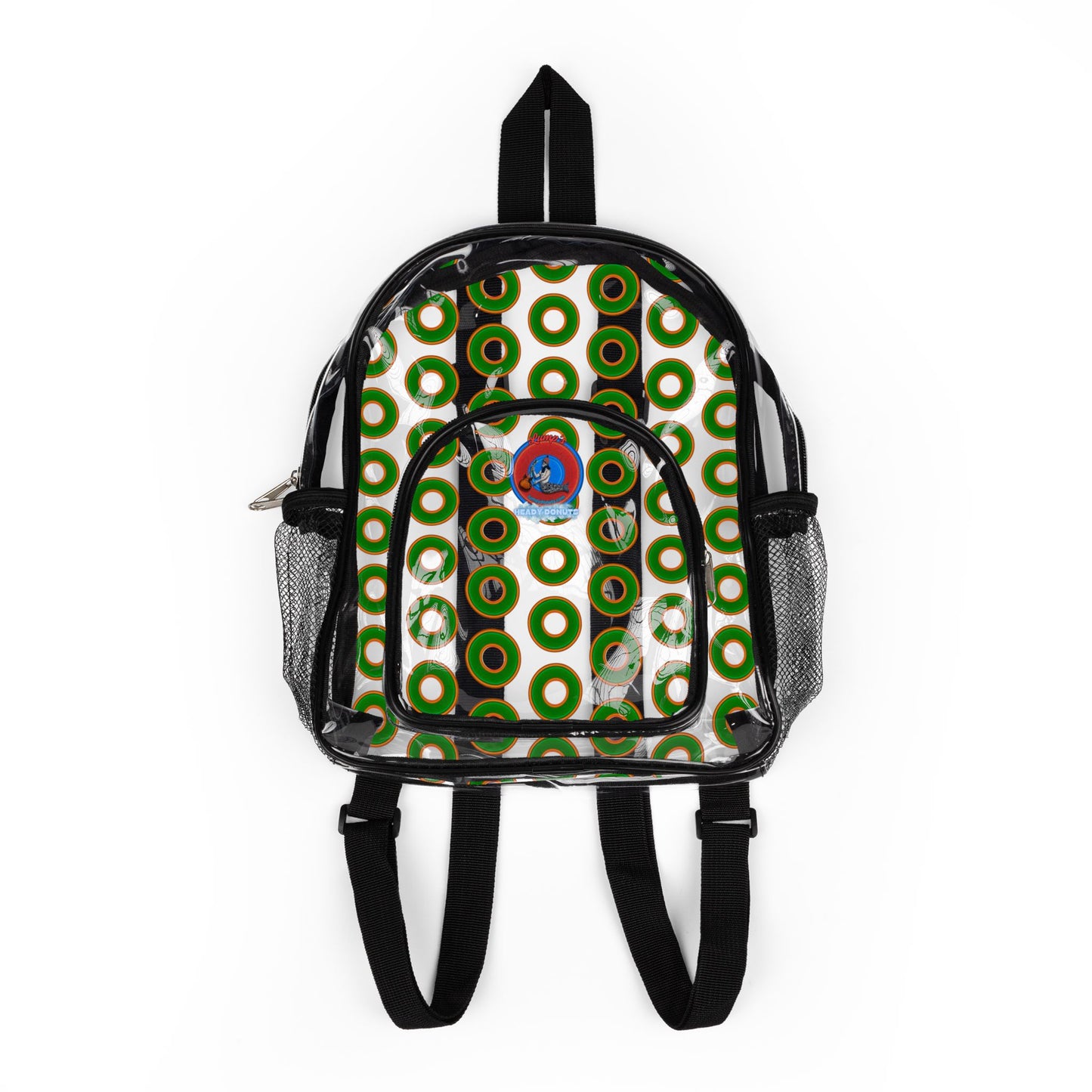 Lumpy Clear Pack/Concert Buddy - Plain Rustic Donut Print - green/orange