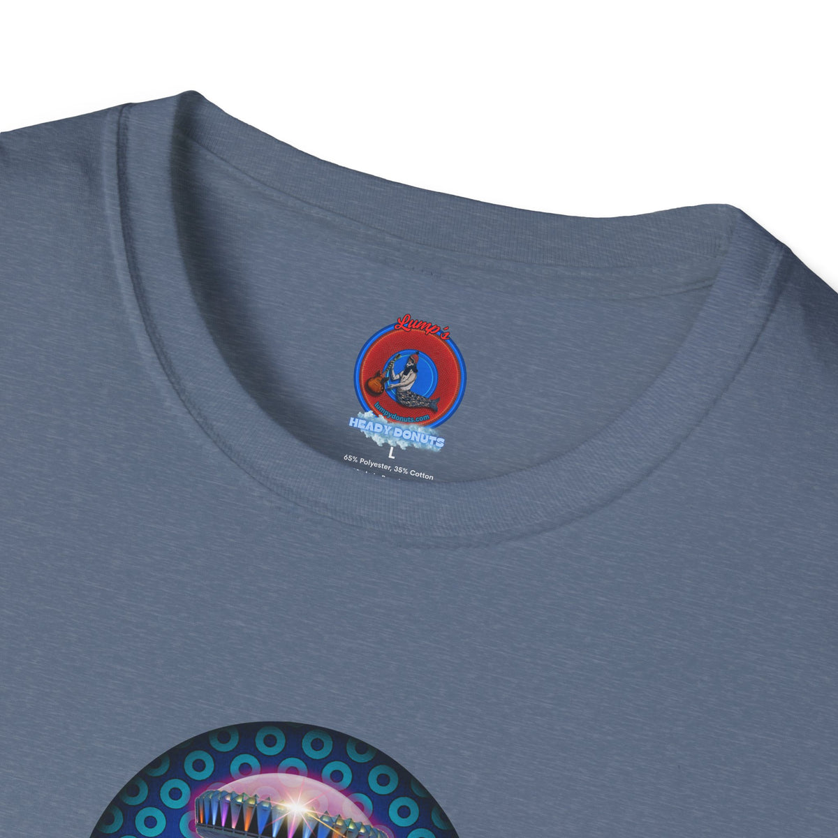 Classic Donut Tee - Unisex Soft-Style - "Donuts now Served on the Mothership" - series 1.0  - variant 3  - blue/light blue donut