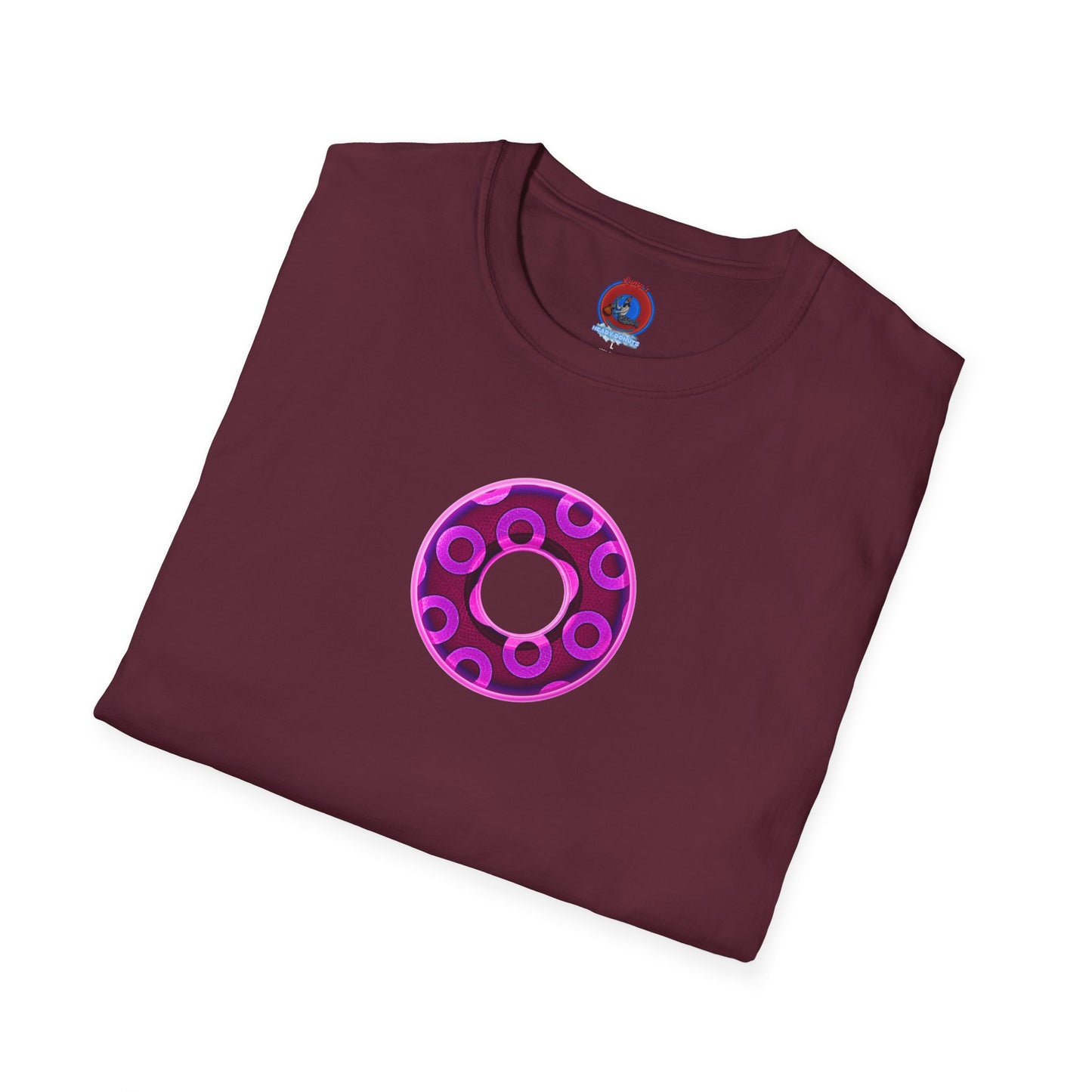 Plain Donuts/Unisex Soft-Style - "Plain Rustic Paradoxical Donuts" - magenta/burgundy donuts