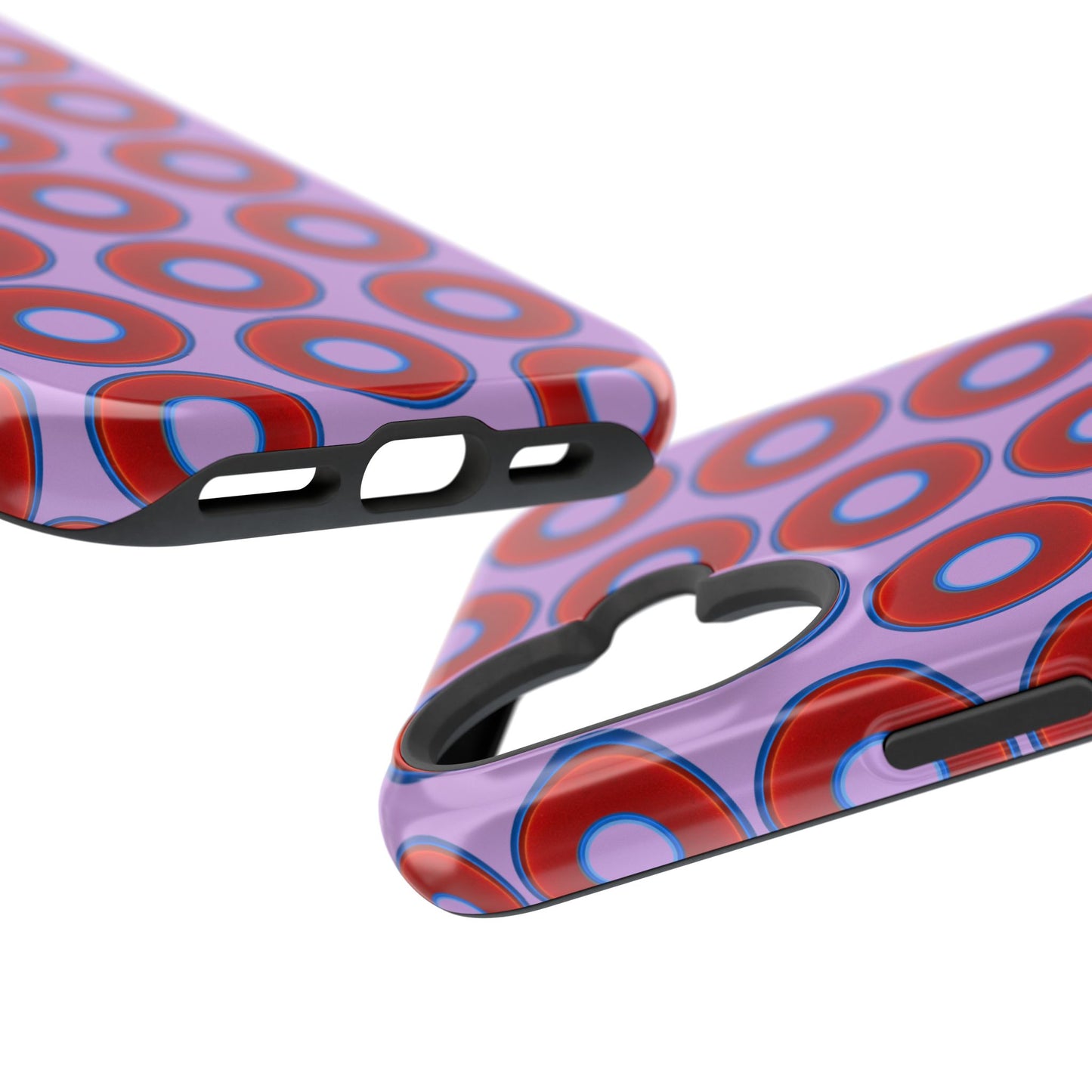 Magnetic Tough Donut Case - red vivid donut print w/wisteria purple background