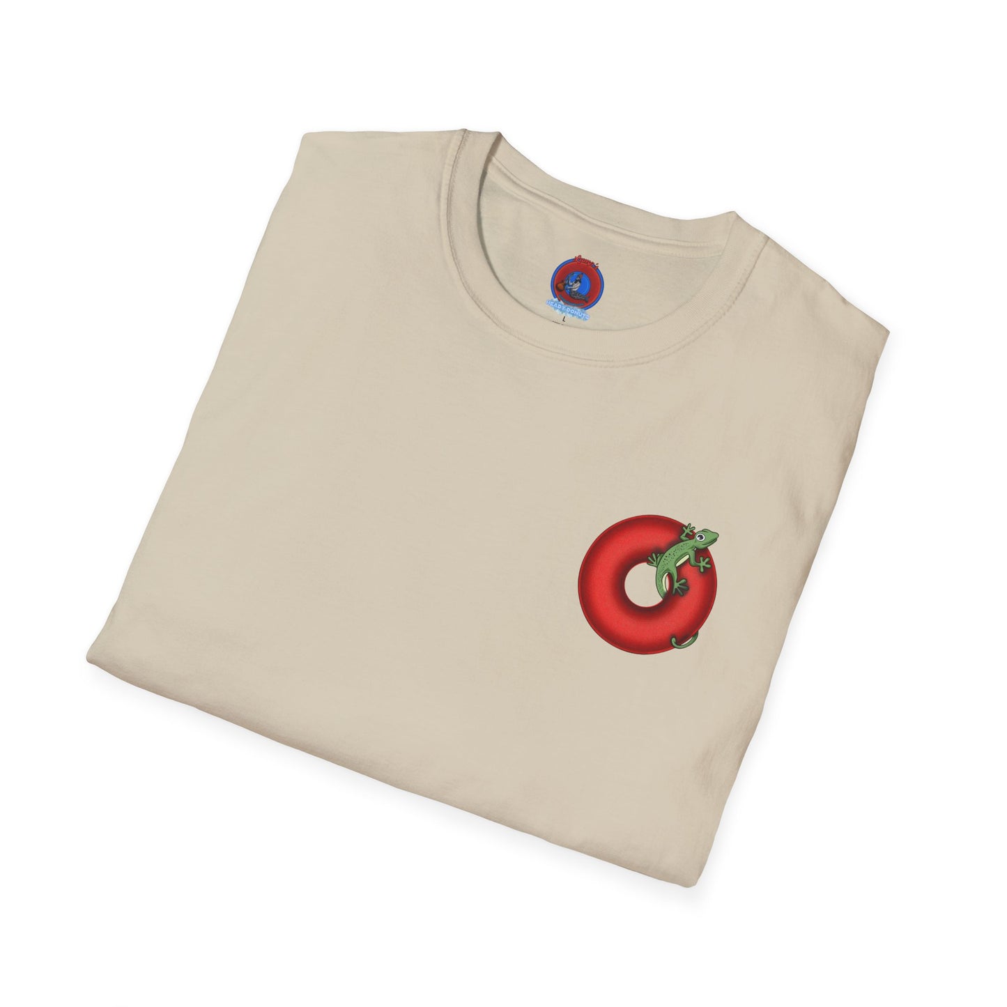 Classic Donut Tee - Unisex Soft-Style - "Practically Extinct Tee Shirt" - plump vivid red donut - variant 1