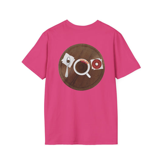 Coffee Traders Tee - Unisex Soft-Style - "Columbia House CDs " - paradoxical donut - 2 - logo front/coffee back