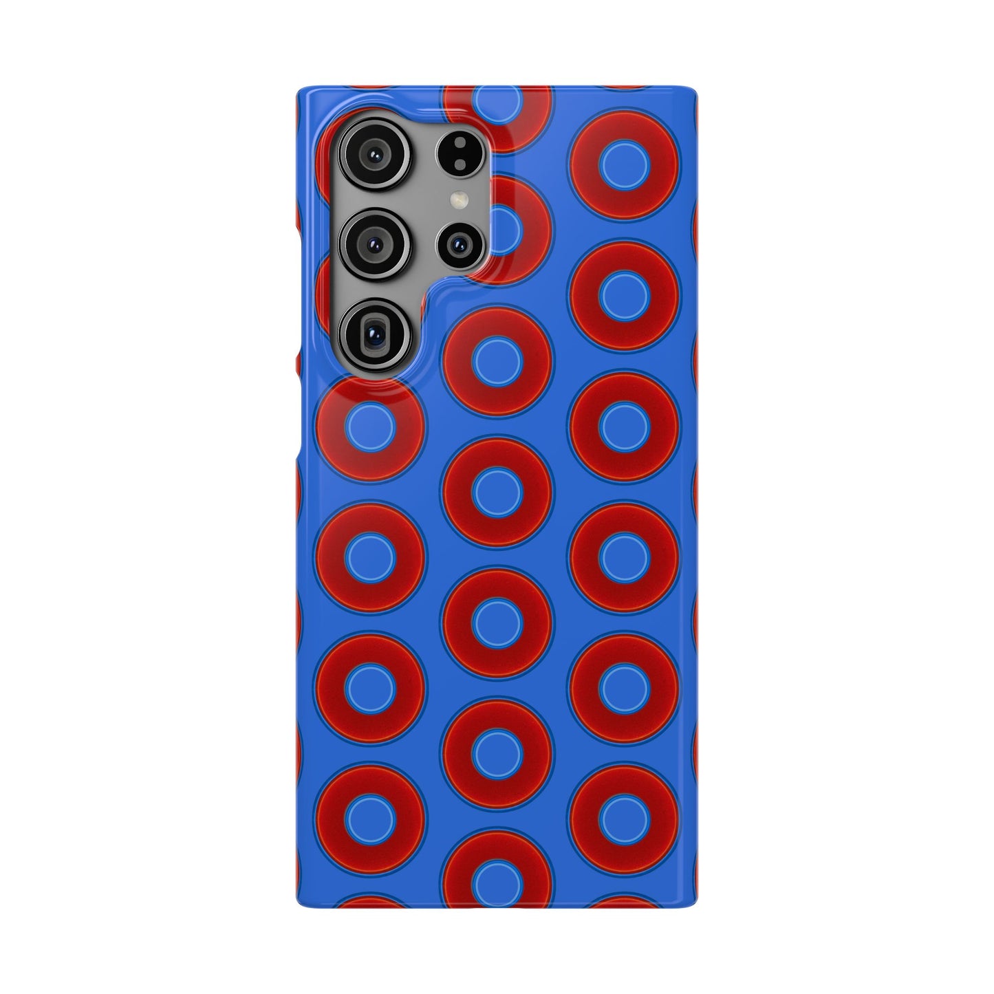 Lumpy Donut Snap Case - red vivid donut print w/medium royal blue background