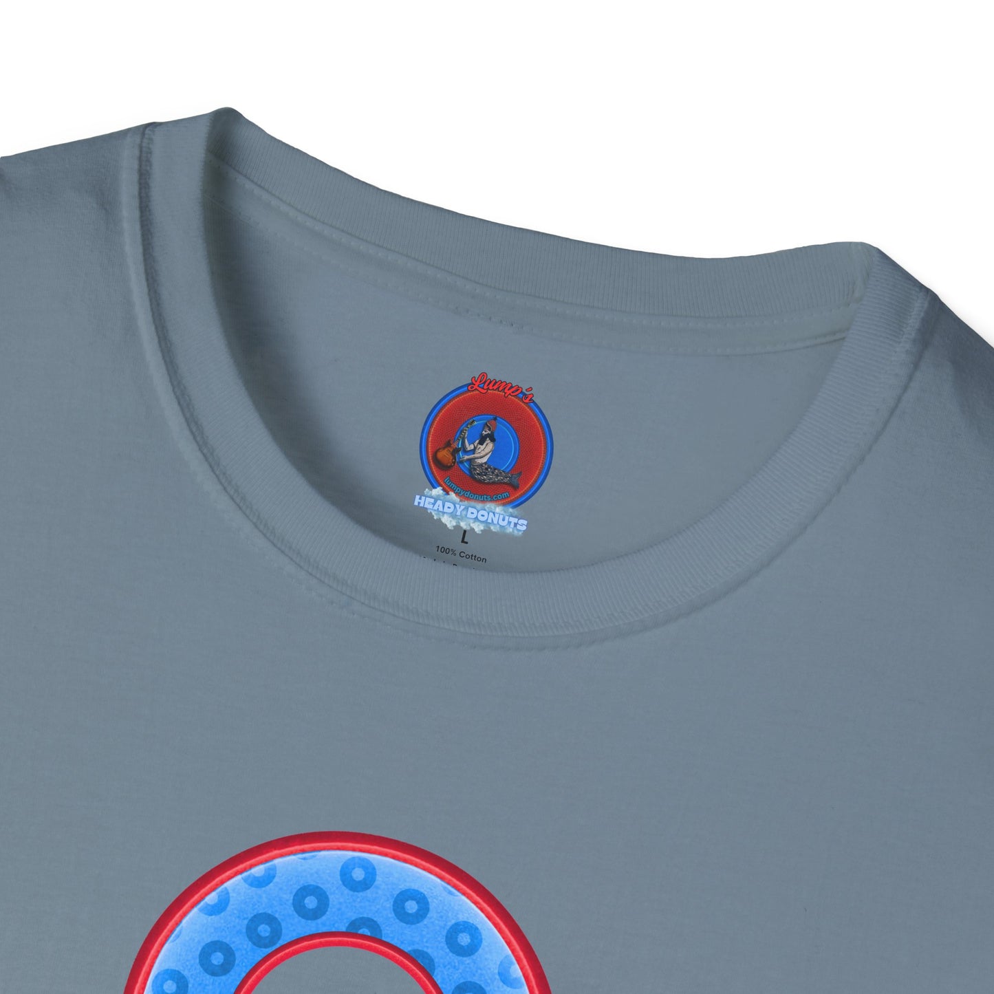 Plain Donuts/Unisex Soft-Style - "Plain Wide Mouthed Paradoxical Donuts" - light blue/red donuts