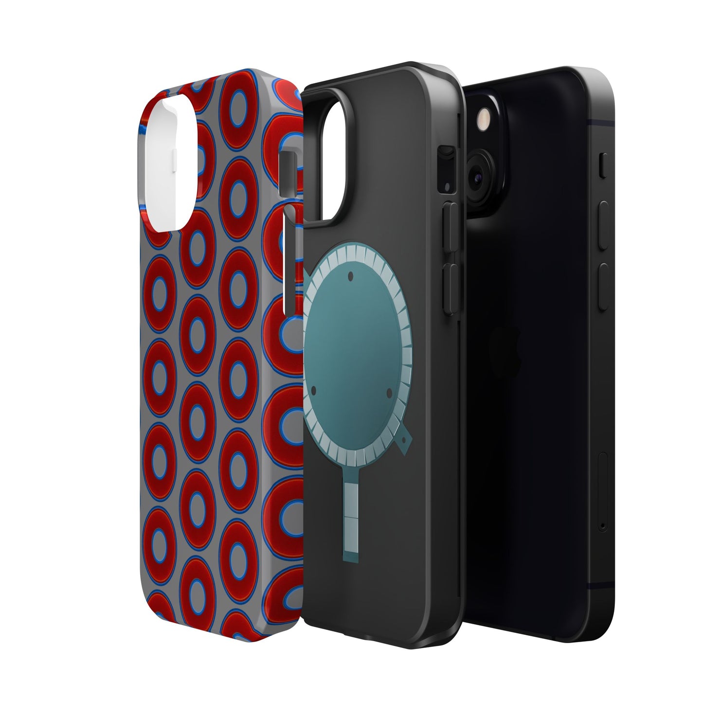 Magnetic Tough Donut Case - red vivid donut print w/gray background
