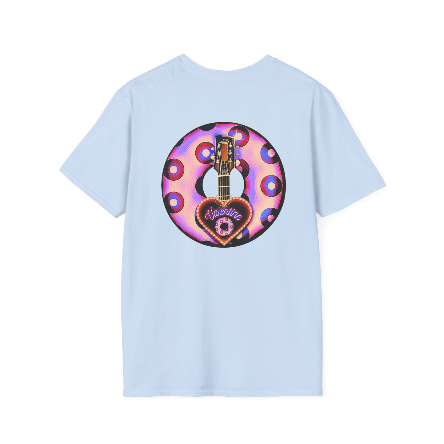 Classic Donut Tee - Unisex Soft-Style - "Would You Be My Donut?" - paradoxical faded purple/red donut - variant 3