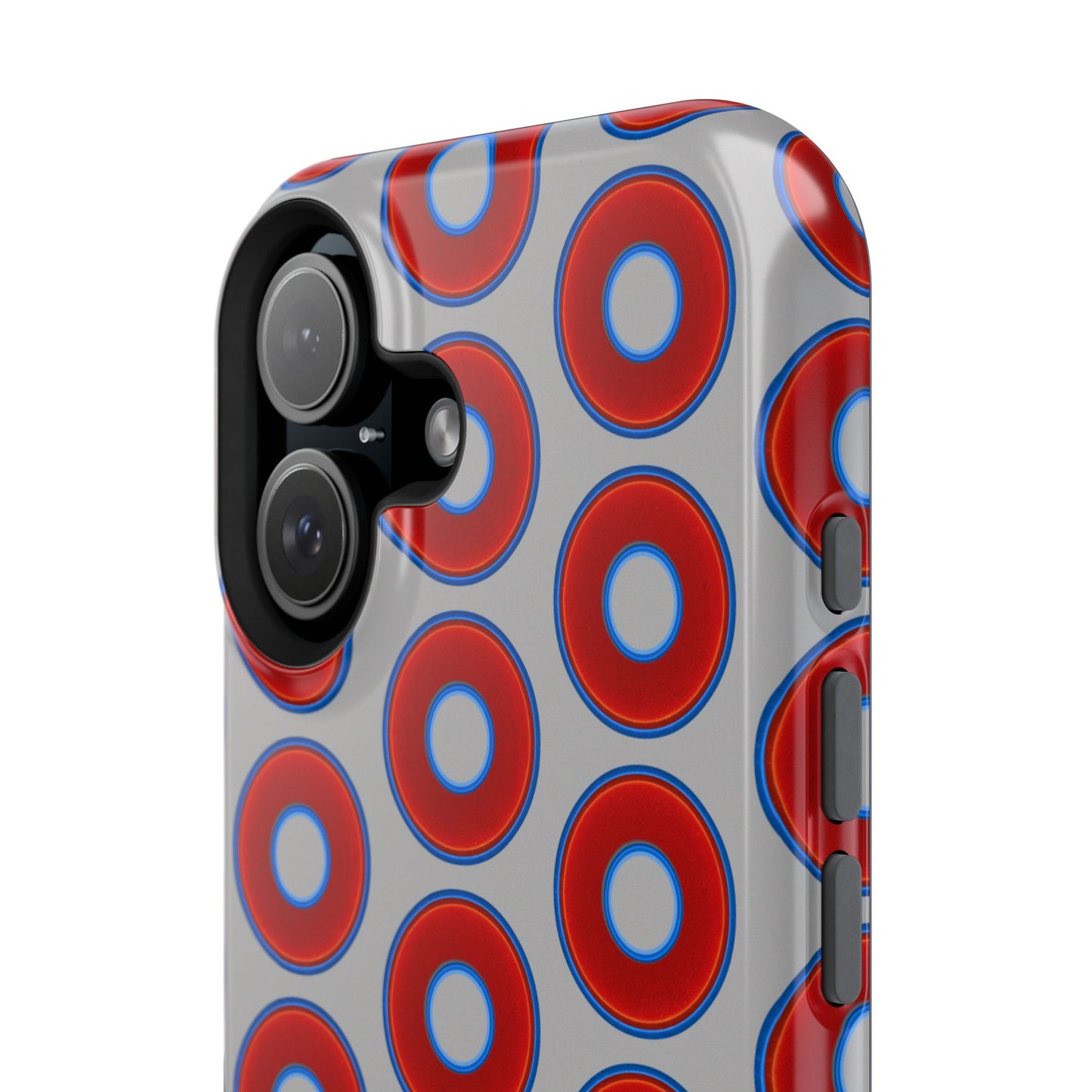 Impact-Resistant Lumpy Donut Case - red vivid donut print w/light gray background