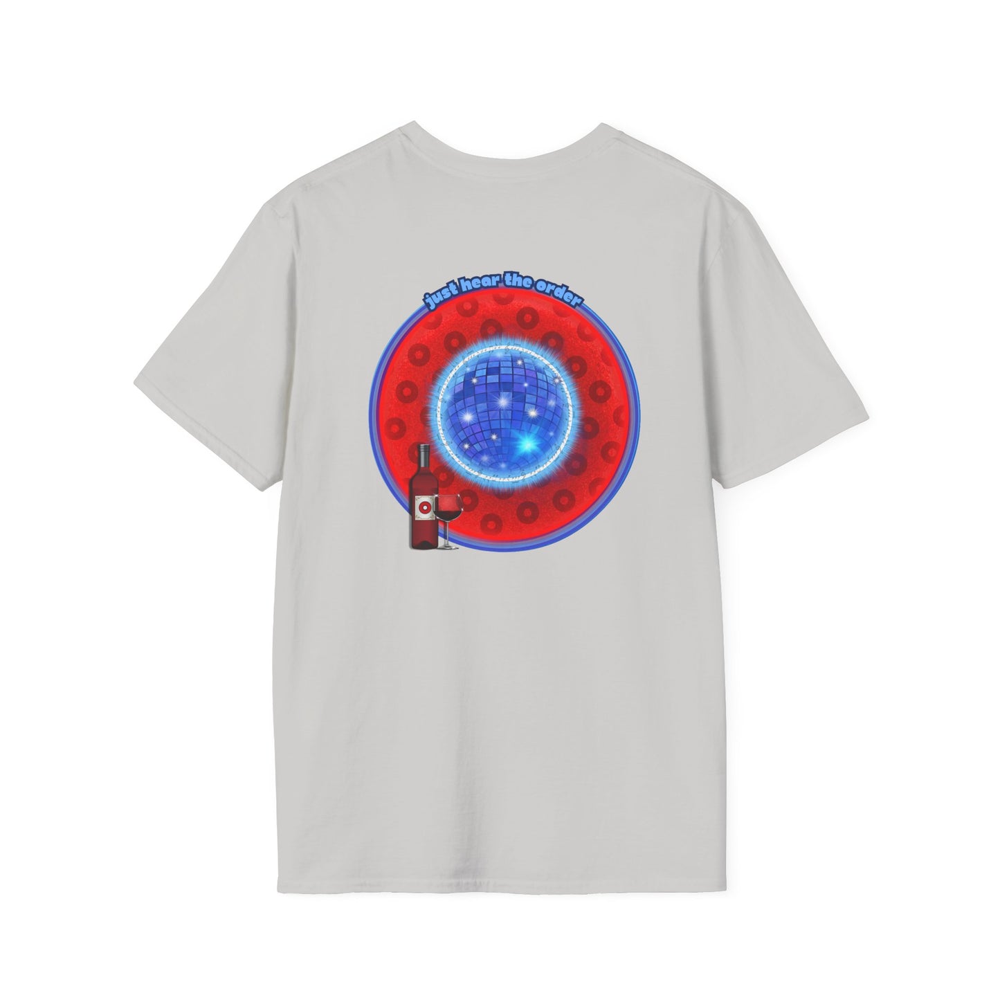 Classic Donut Tee - Unisex Soft-Style - "The Skipper's Donut" - red/blue paradoxical widemouthed donut