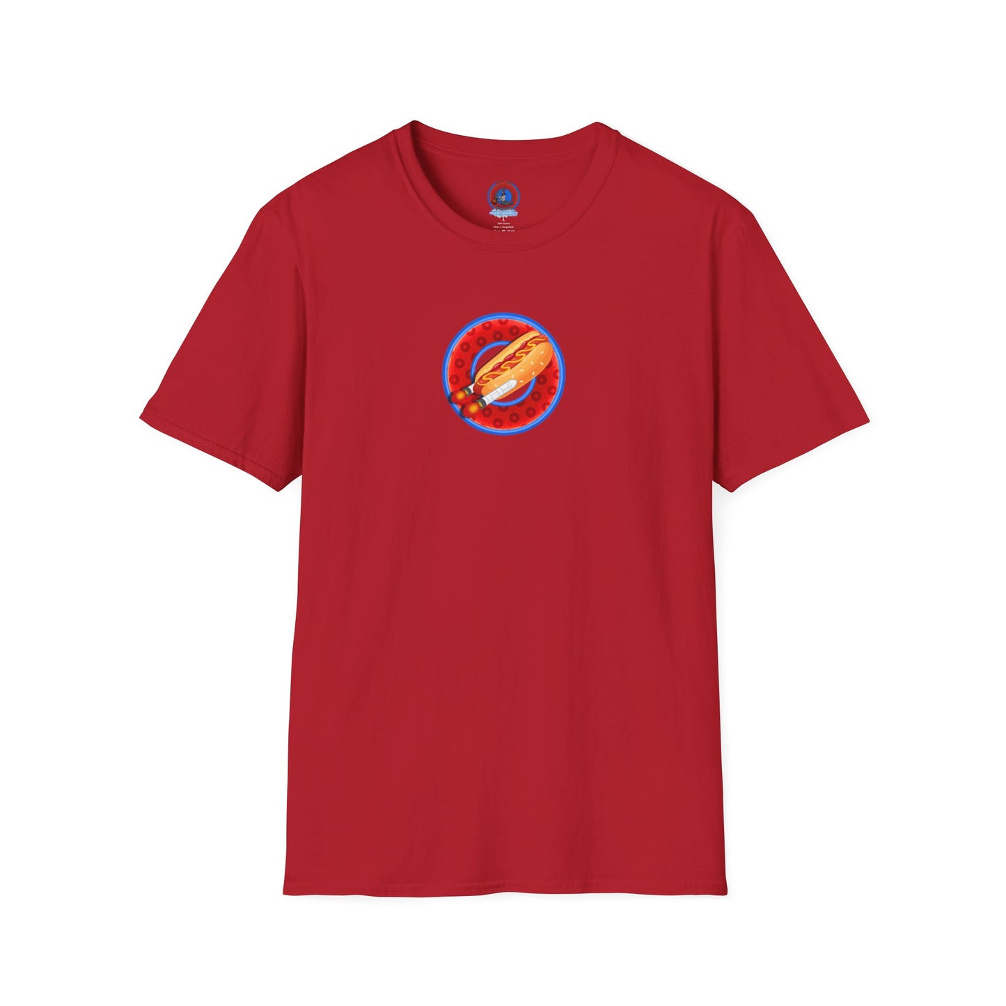 Classic Donut Tee - Unisex Soft-Style - "Viva Las Vegas Donut" -  red paradox donut w/raw dogger - variant 2