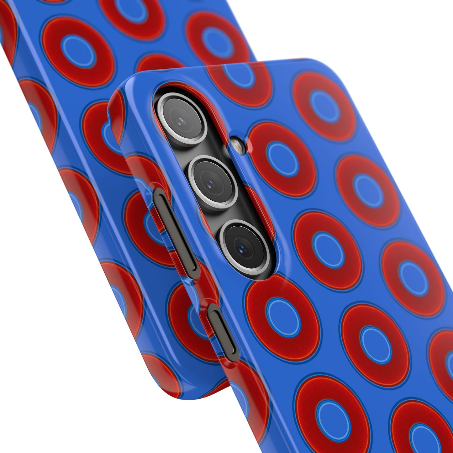 Lumpy Donut Snap Case - red vivid donut print w/medium royal blue background