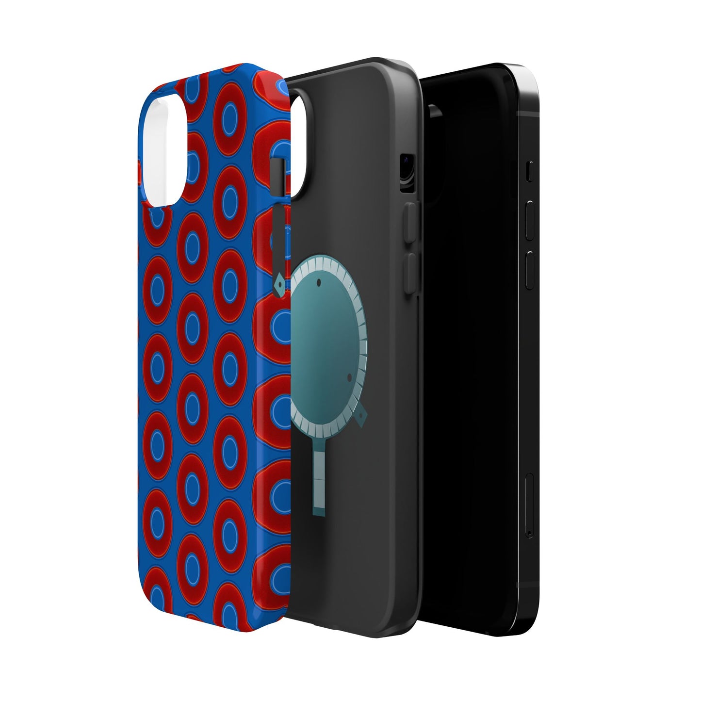 Magnetic Tough Donut Case - red vivid donut print w/dark royal blue background