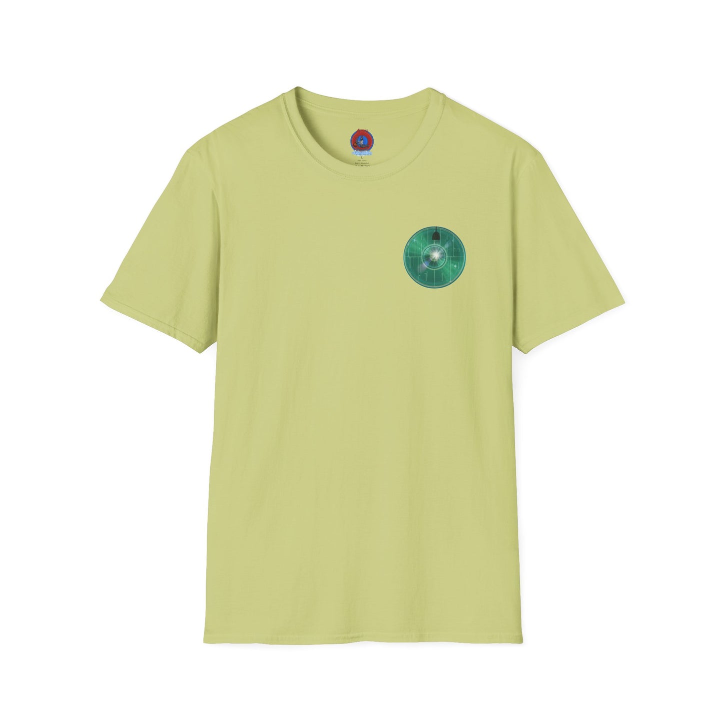 Classic Donut Tee - Unisex Soft-Style - "Harry's Hoodlum Donut" - series 1.0  - variant 4 - lights on/green donut(s)