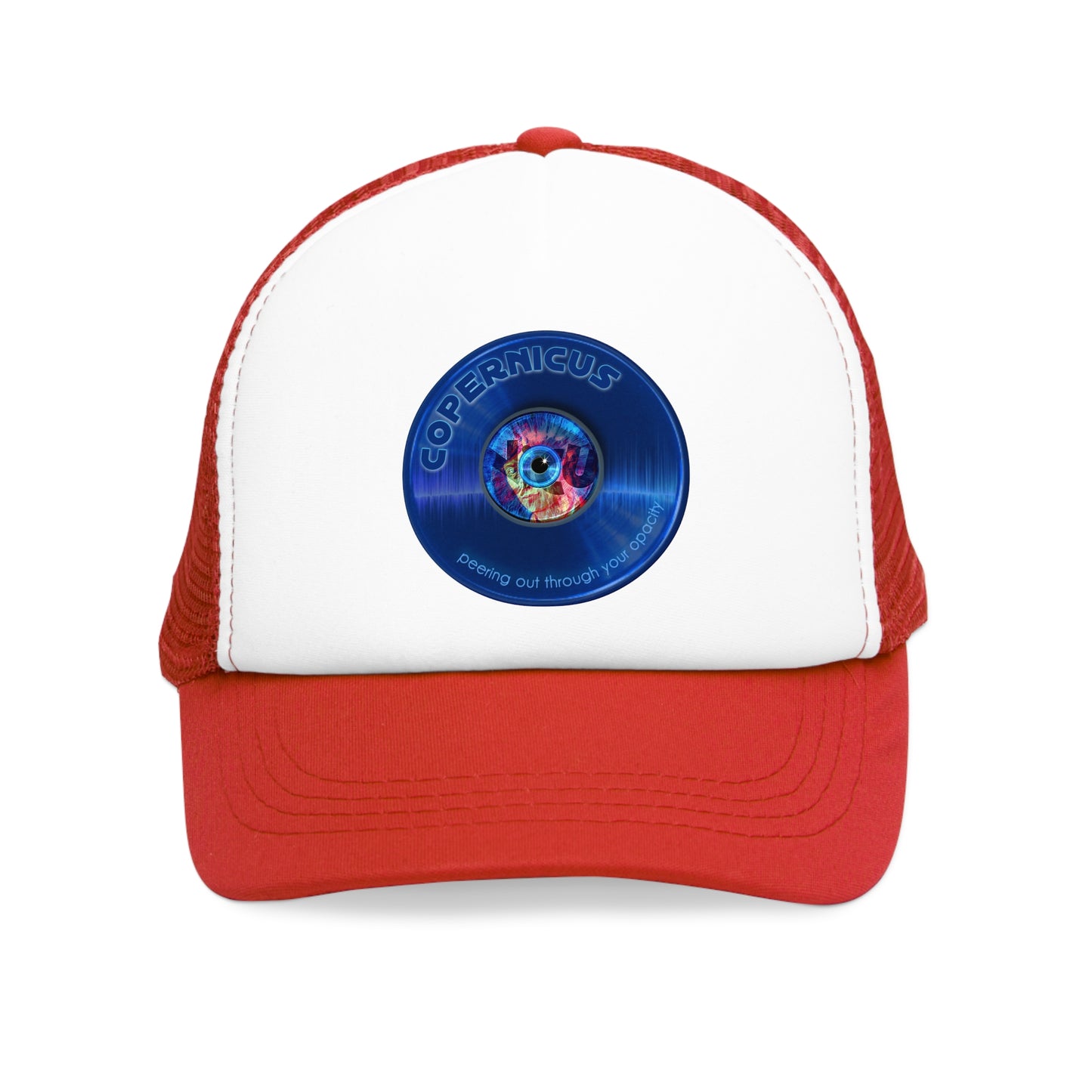 Lumpy Trucker Hat - "Drunken Copernicus Donut" - variant 2 - blue donut