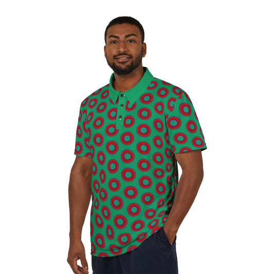 AOP Donut Polo - vivid donut print w/jade green background [unisex]