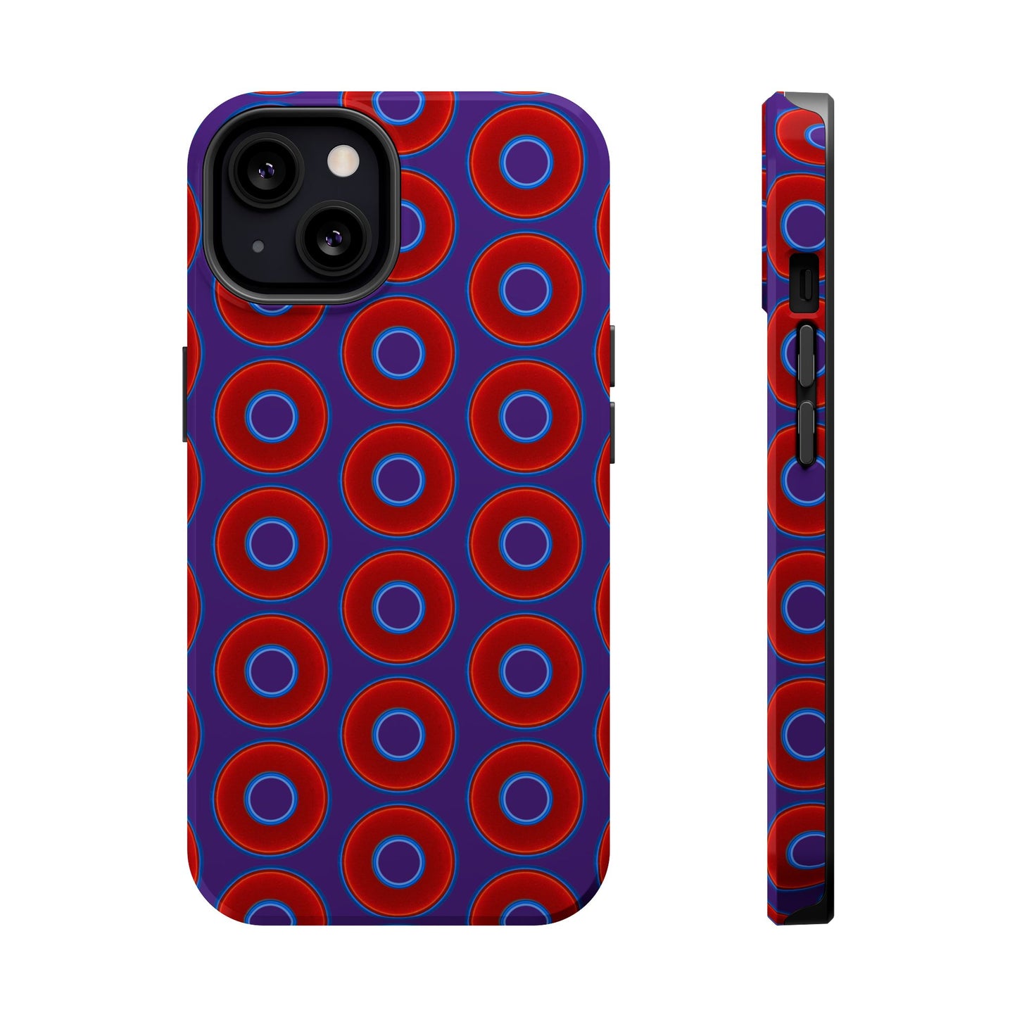 Magnetic Tough Donut Case - red vivid donut print w/purple background