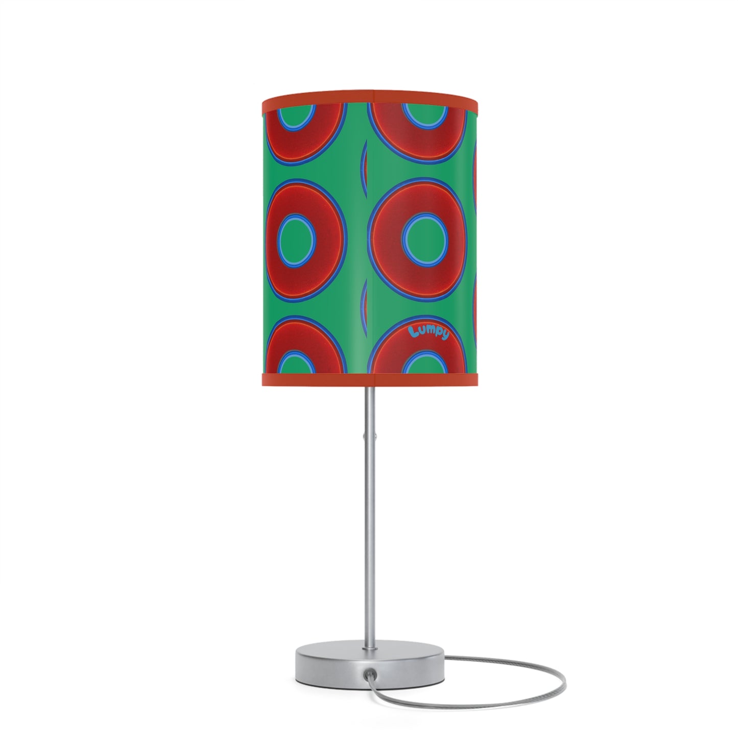 Lumpy Accent Lamps - red vivid donuts w/jade green background