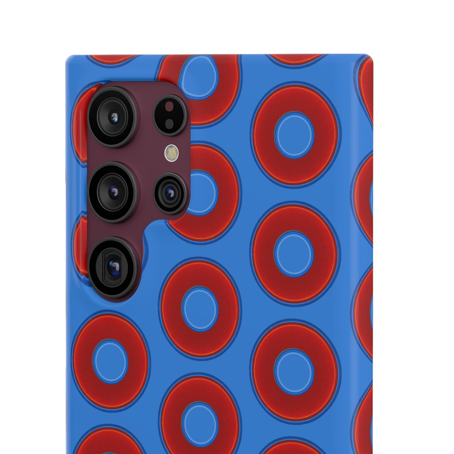 Lumpy Donut Snap Case - red vivid donut print w/light royal blue background