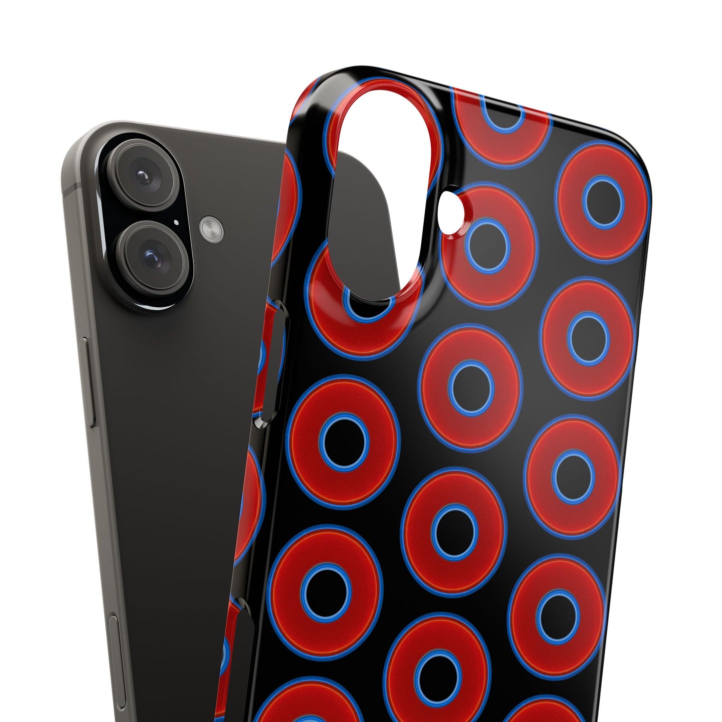 Lumpy Donut Snap Case - red vivid donut print w/black background