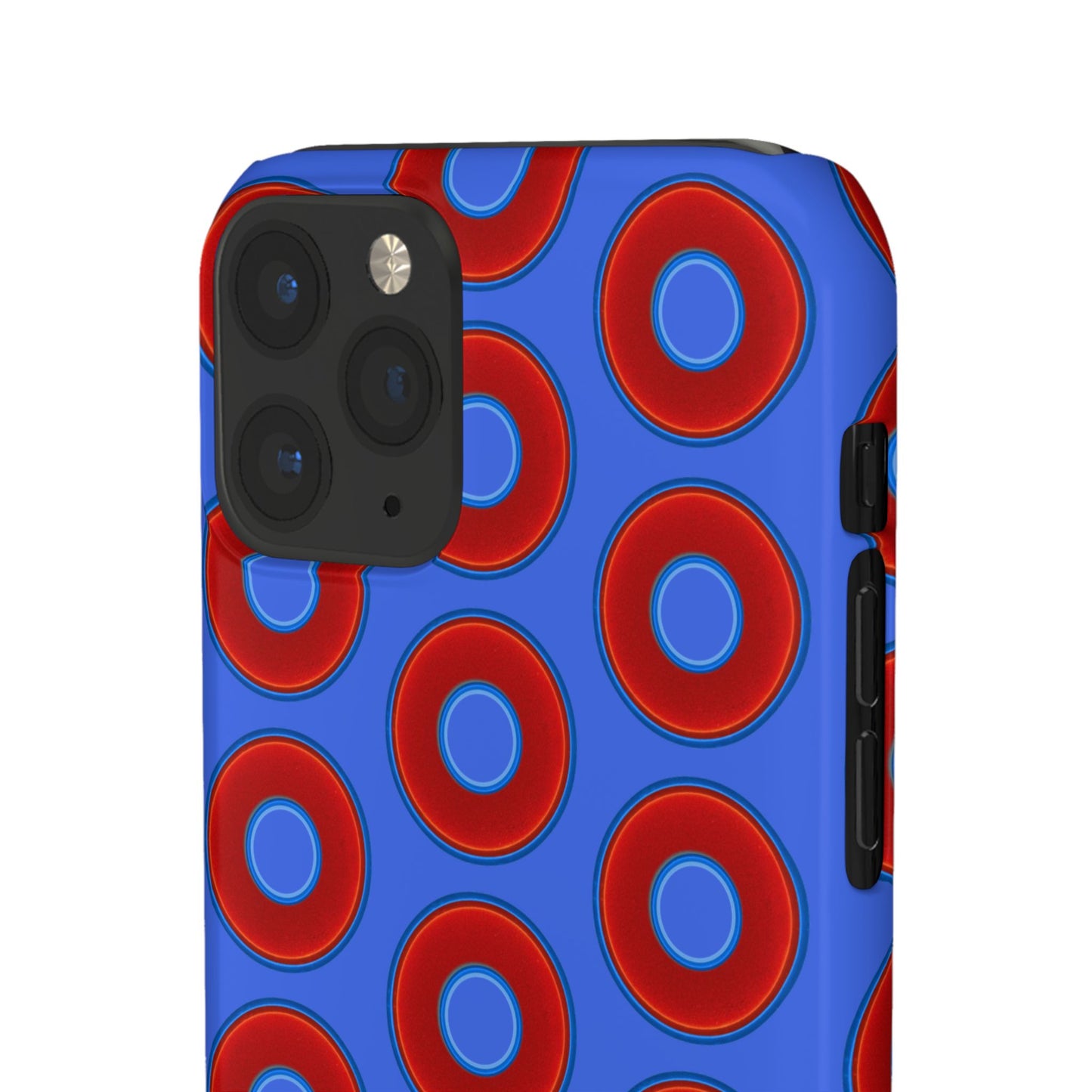 Lumpy Donut Snap Case - red vivid donut print w/royal blue background