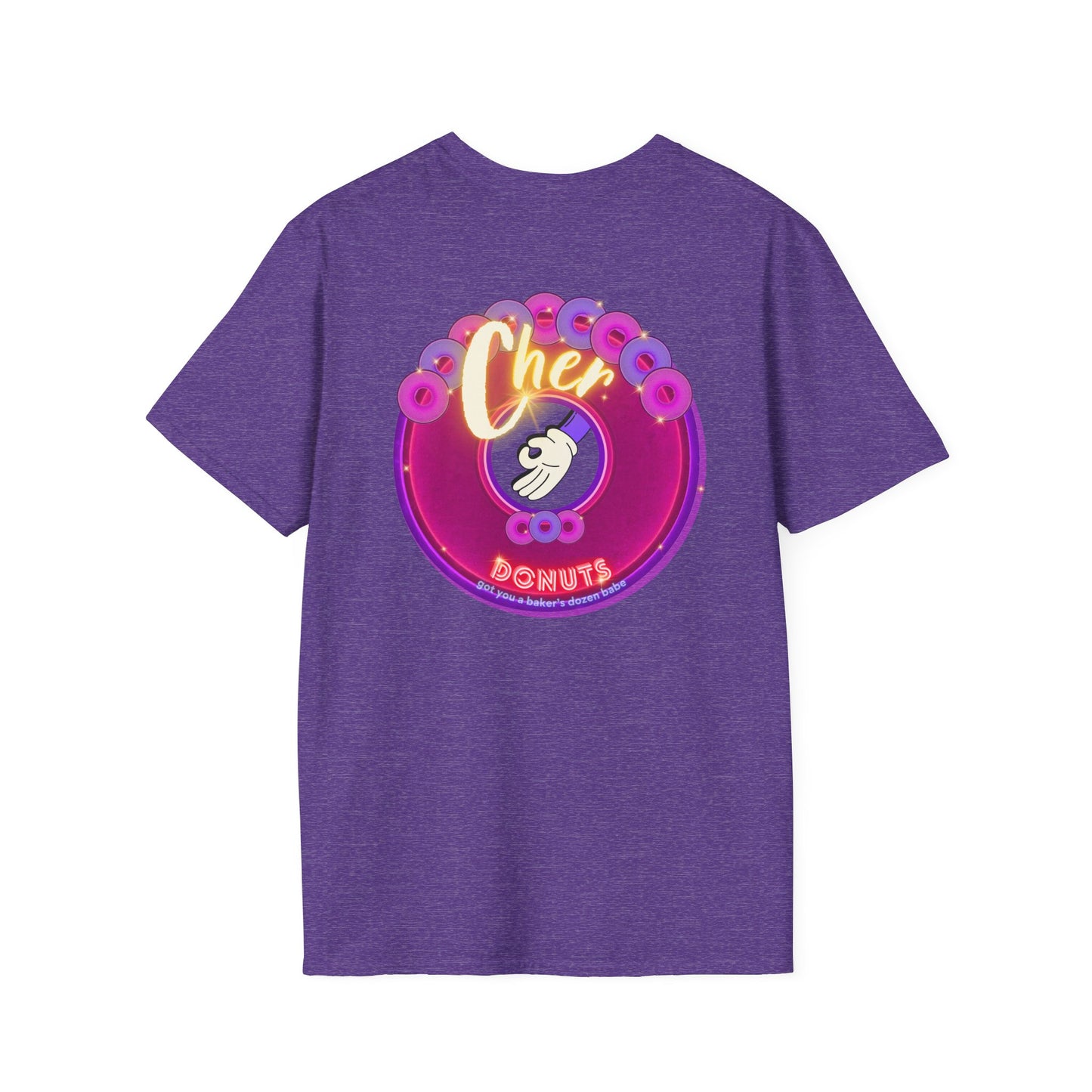 Classic Donut Tee - Unisex Soft-Style - "Chering is Caring Donut' - vivid magenta/purple donut