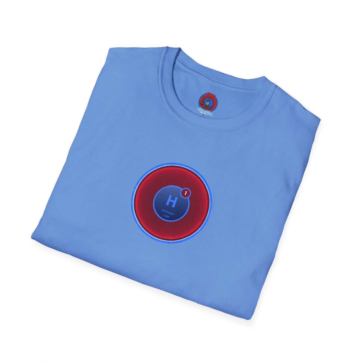 Classic Donut Tee - Unisex Soft-Style - "I am 10% Hydrogen Tee" - vivid red/light blue donut