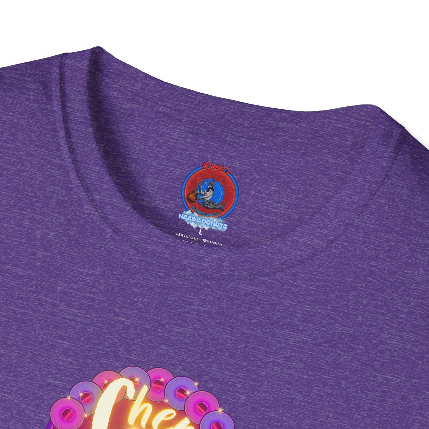 Classic Donut Tee - Unisex Soft-Style - "Chering is Caring Donut' - vivid magenta/purple donut