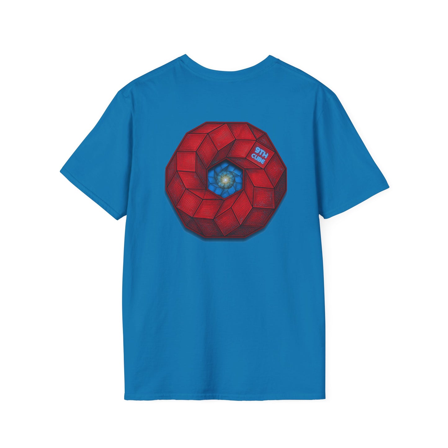 Classic Donut Tee - Unisex Soft-Style - "The 9th Donut" - rustic red/blue cubed donut - variant 2